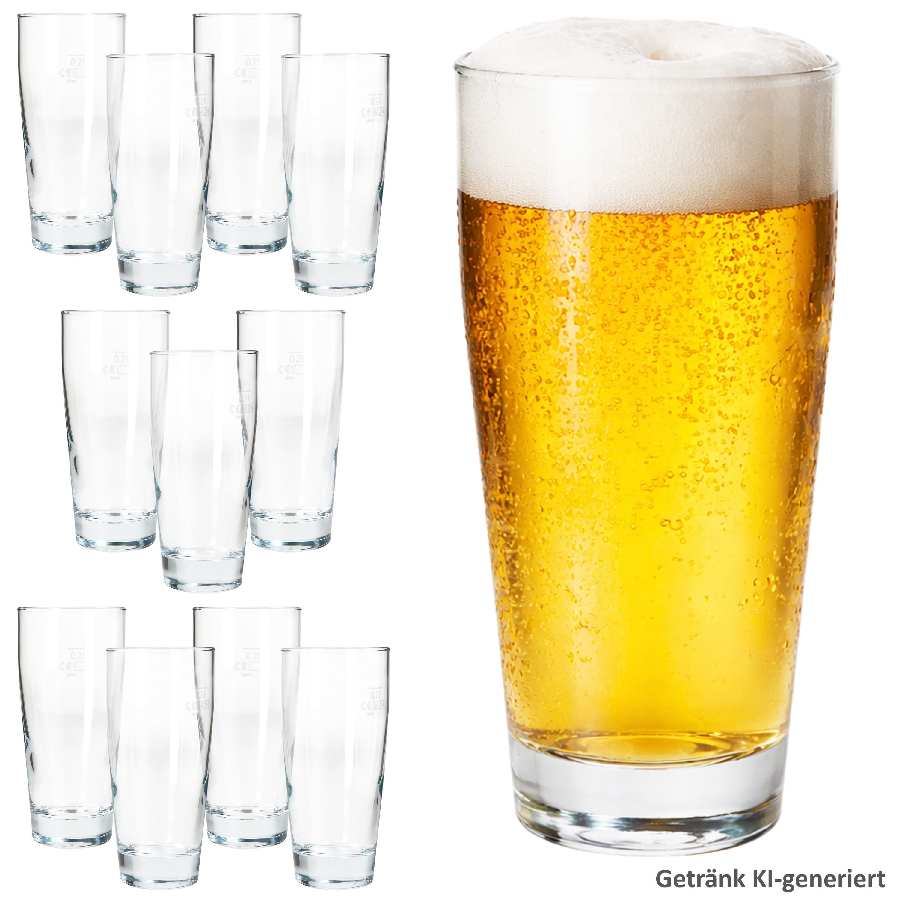 MamboCat Bierglas MamboCat 12er Set Willibecher 0,2 L geeicht Bierglas Trinkglas Drinks, Glas