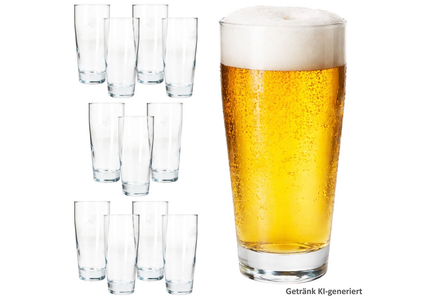 MamboCat Bierglas MamboCat 12er Set Willibecher 0,2 L geeicht Bierglas Trinkglas Drinks, Glas