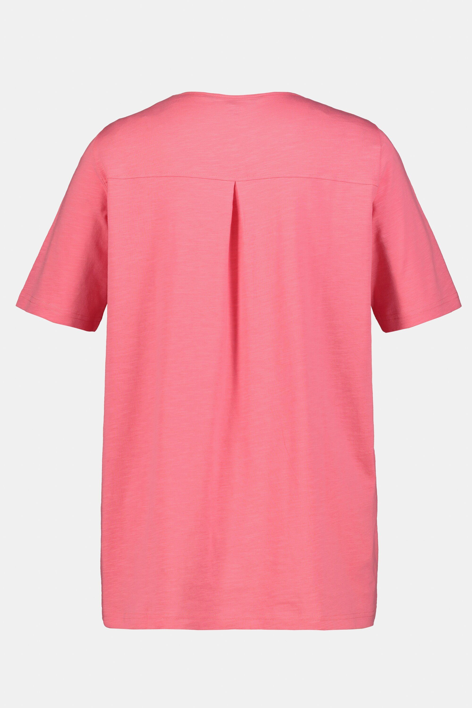 Damen Shirts Ulla Popken Rundhalsshirt T-Shirt Zierbänder A-Linie V-Ausschnitt