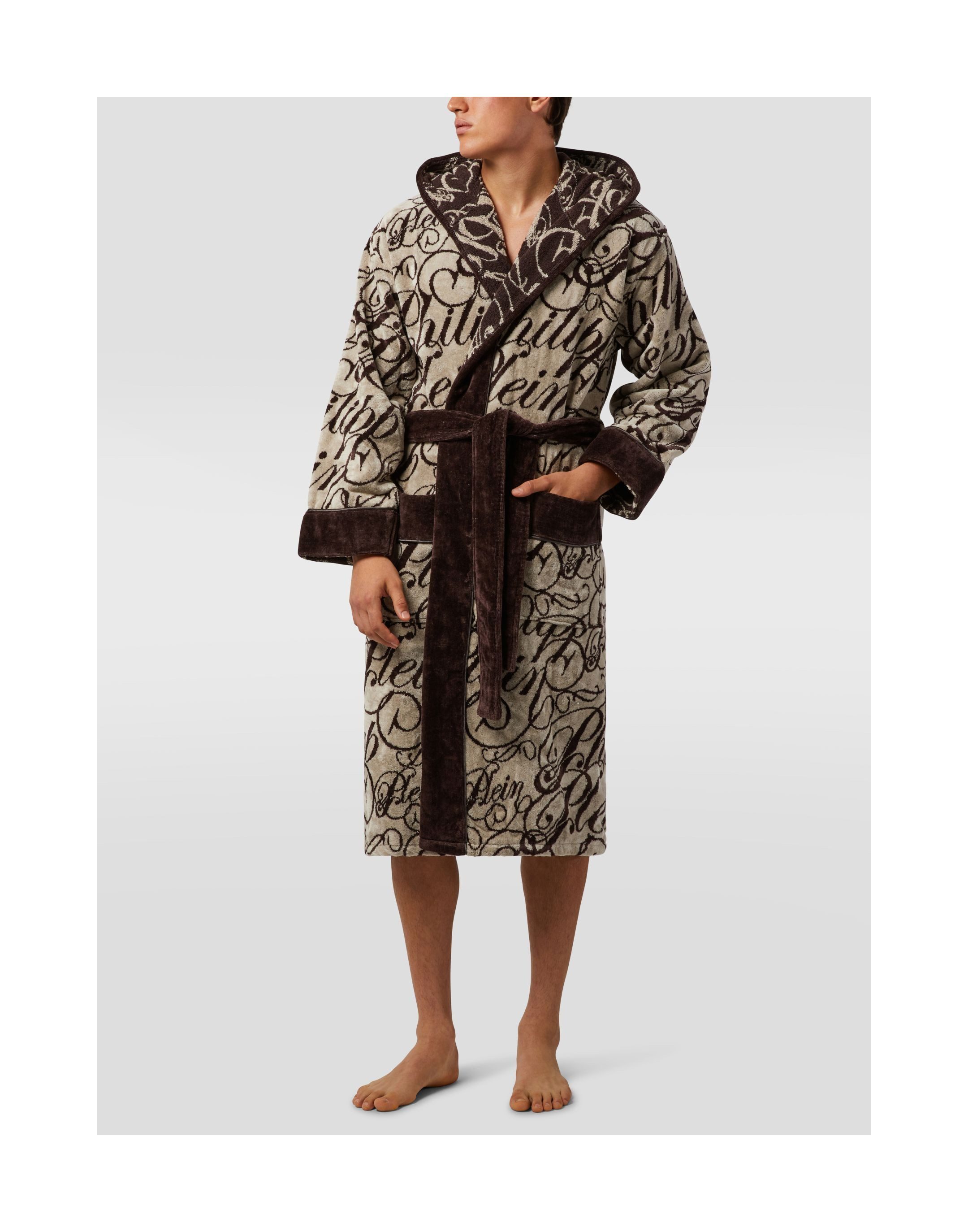 PHILIPP PLEIN Bademantel Hooded Bathrobe Signature