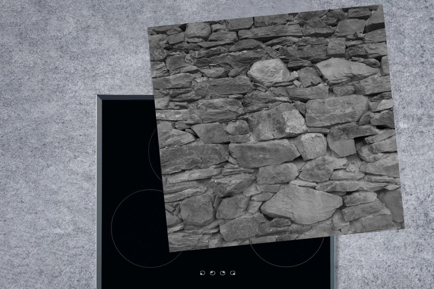 Mauer losen küche für 78x78 Ceranfeldabdeckung, mit Arbeitsplatte tlg), cm, Herdblende-/Abdeckplatte (1 MuchoWow Steinen, Vinyl,