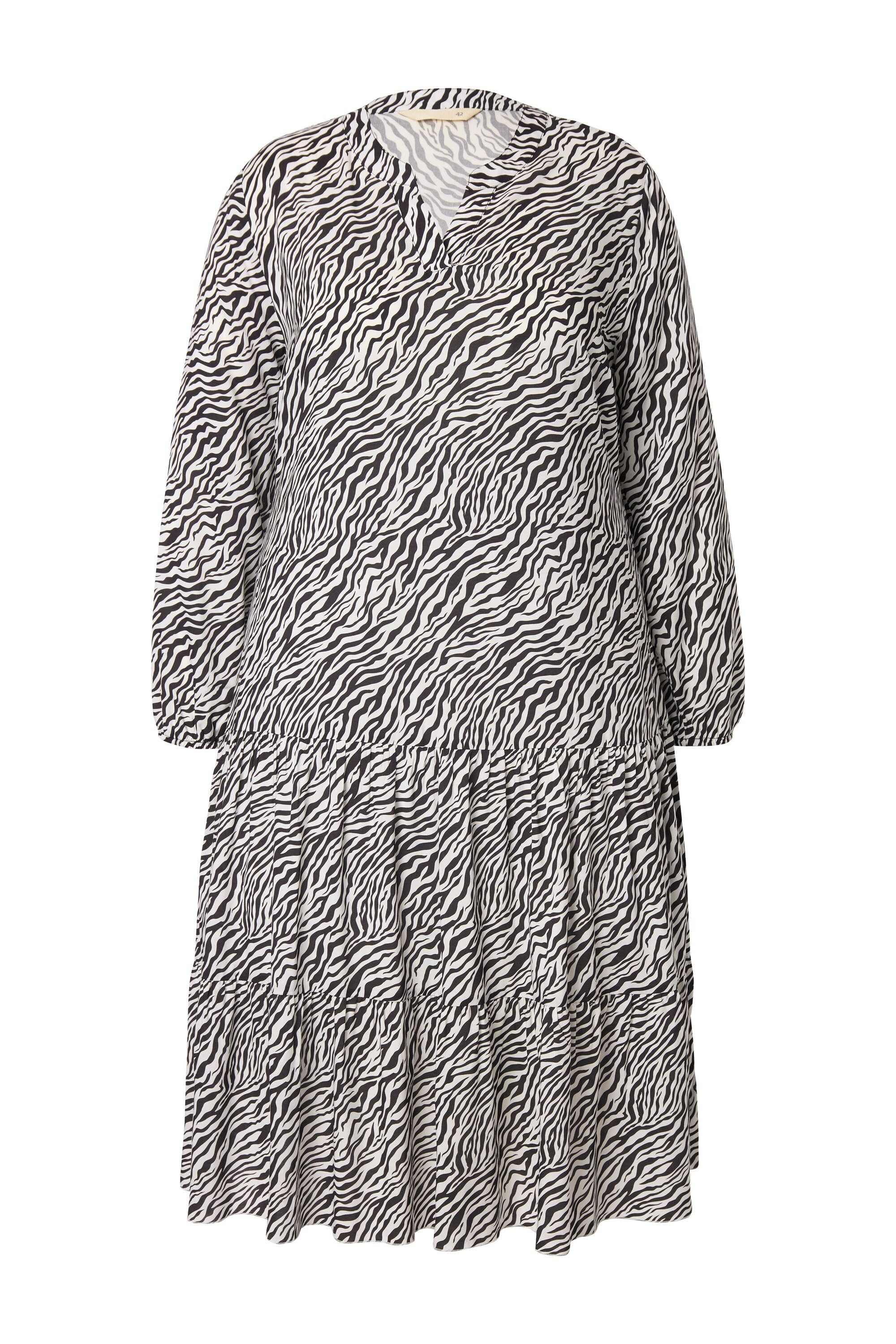 MIAMODA Jerseykleid Midikleid Zebramuster Saumvolants günstig online kaufen