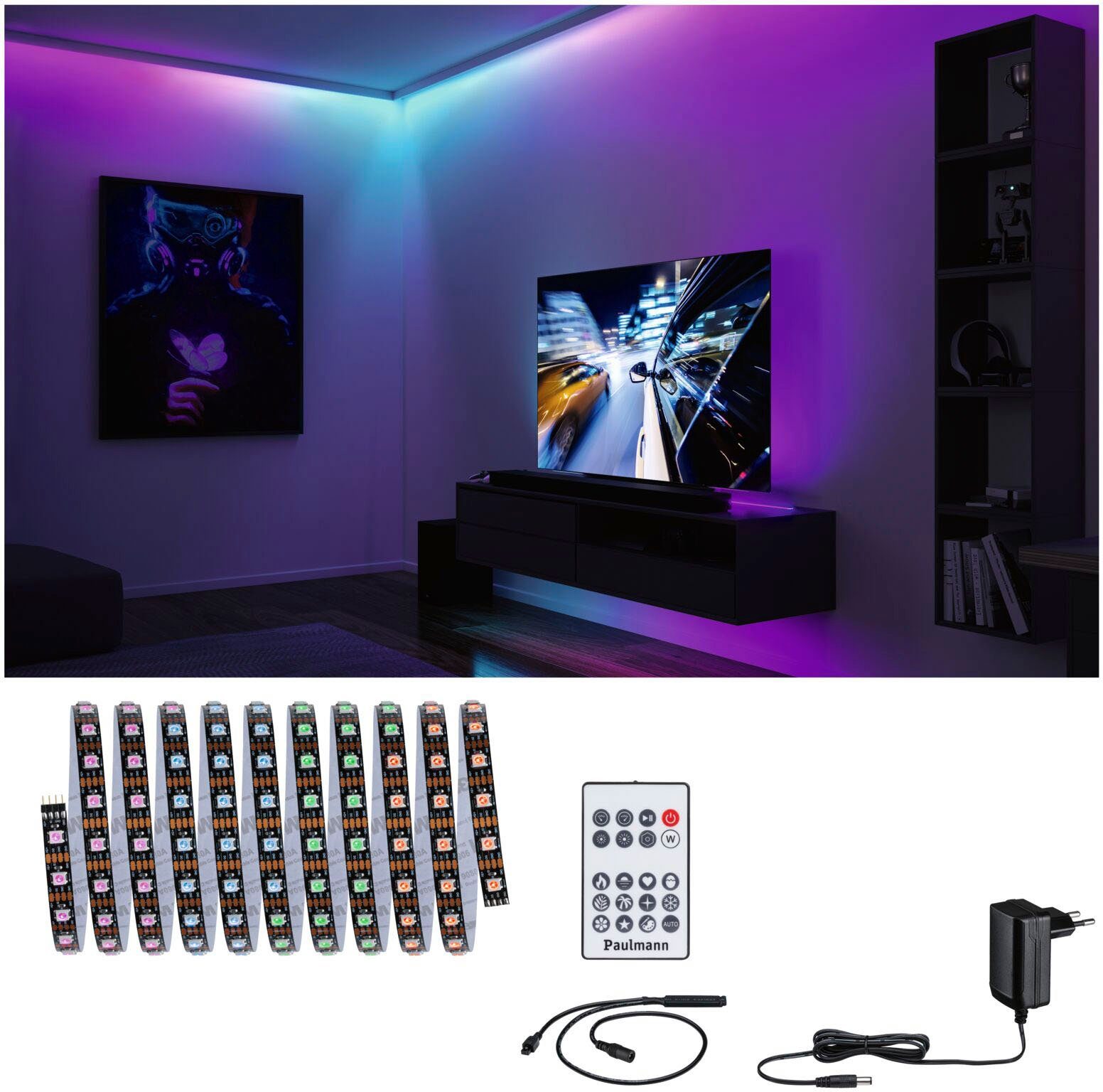 Paulmann LED-Streifen Dynamic Rainbow RGB 1,5m 3W 60LEDs/m 5VA, 1-flammig – Bild 2 von 5