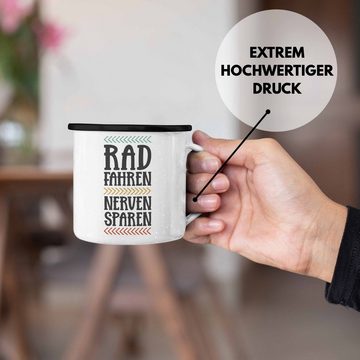 Trendation Thermotasse Trendation - Fahrrad Radfahrer Geschenk Rennrad Bike Geschenkidee Männer Emaille Tasse Fahrradfahrer KaffeeEmaille Tasse