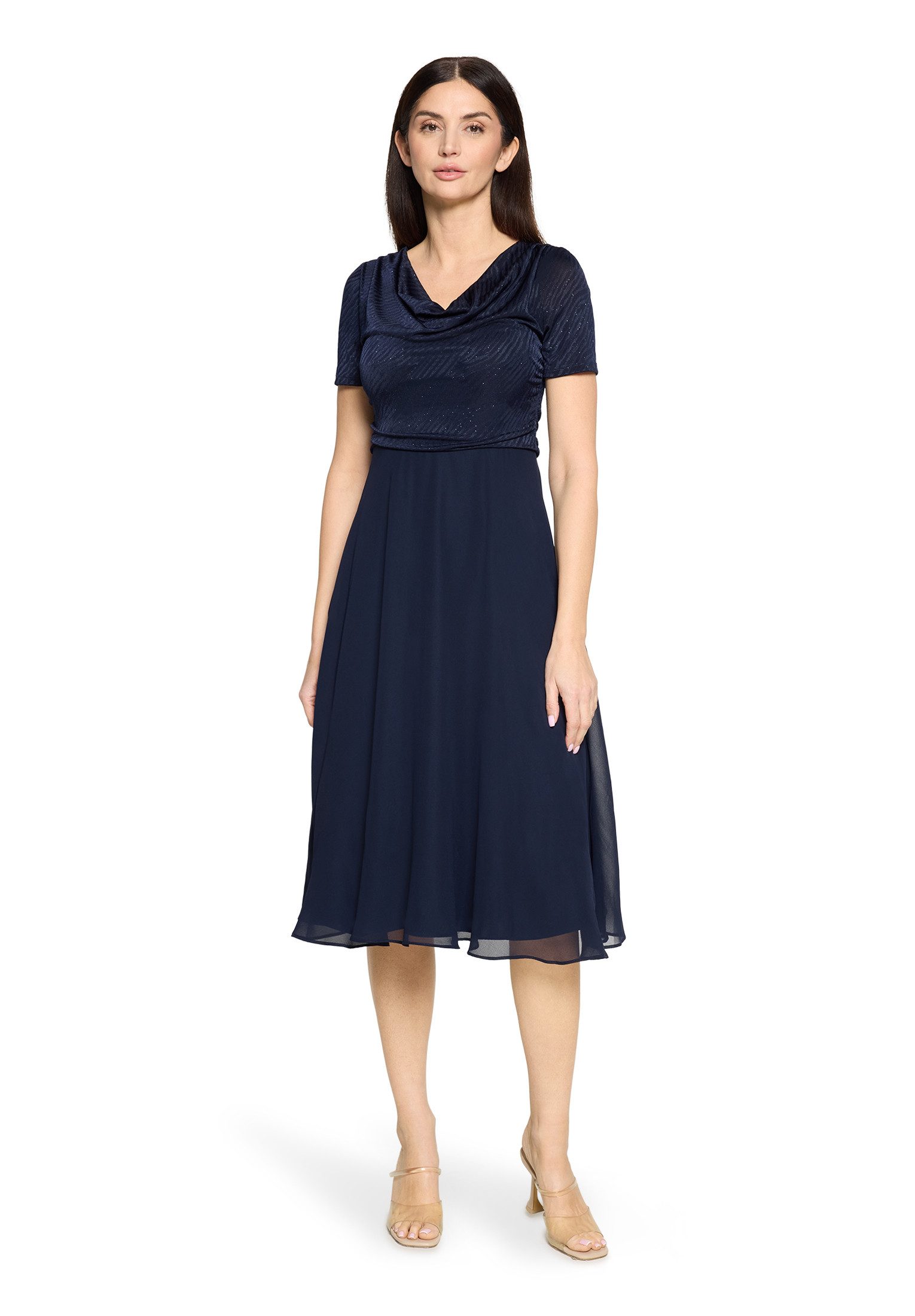 Vera Mont Cocktailkleid Damen im Glitzer-Look Materialmix