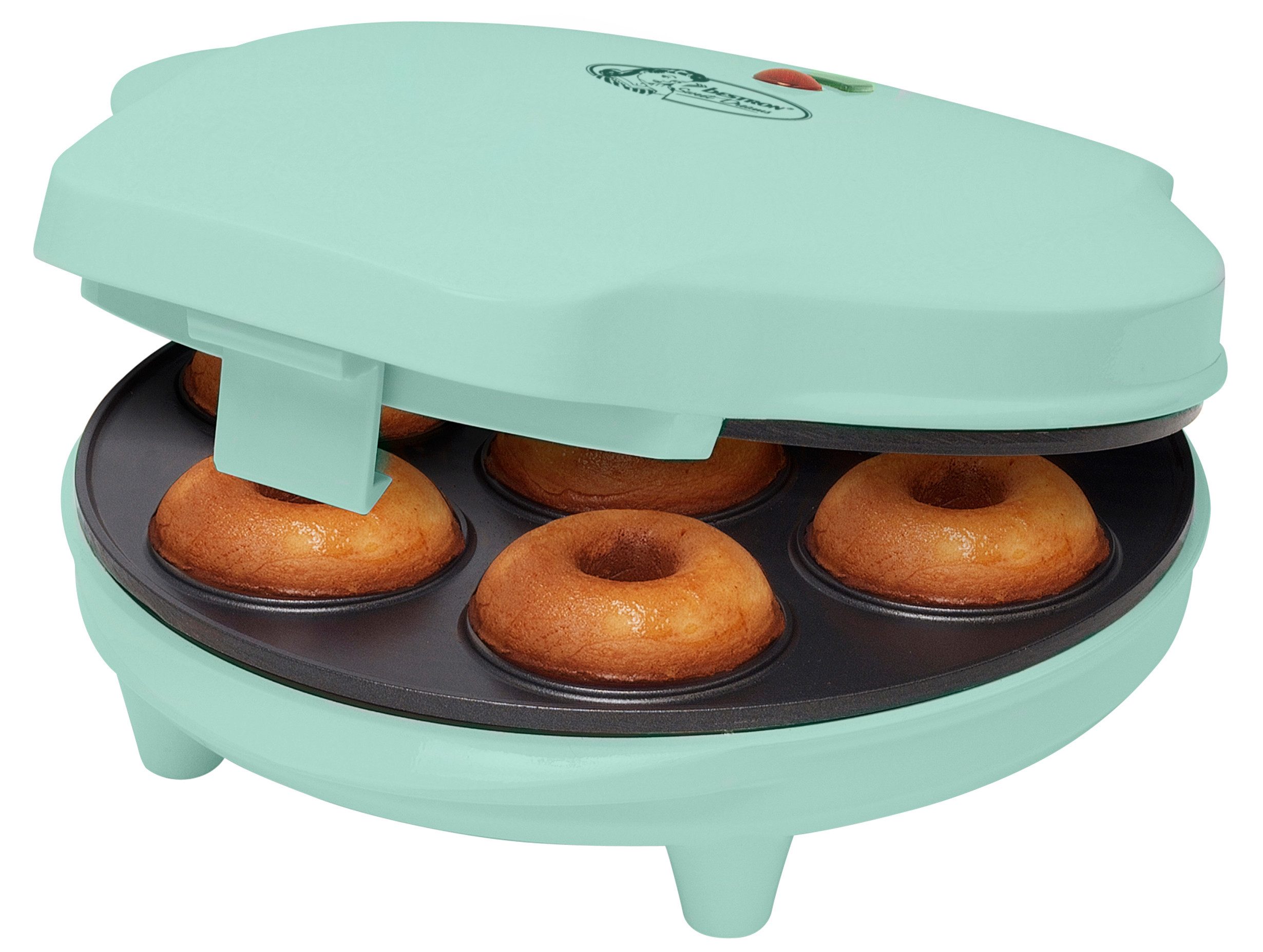 bestron Donut-Maker ADM218, 700 W, 7 Donuts – Antihaft, automatische Temperaturregelung