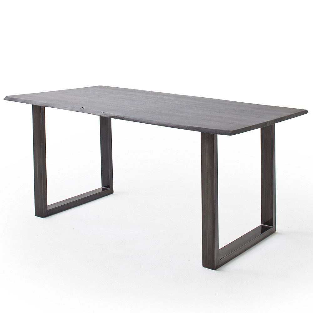 Lomadox Esstisch COSENZA-06, 160x90cm, Akazie Massivholz, grau sandgestrahlt, Metallgestell