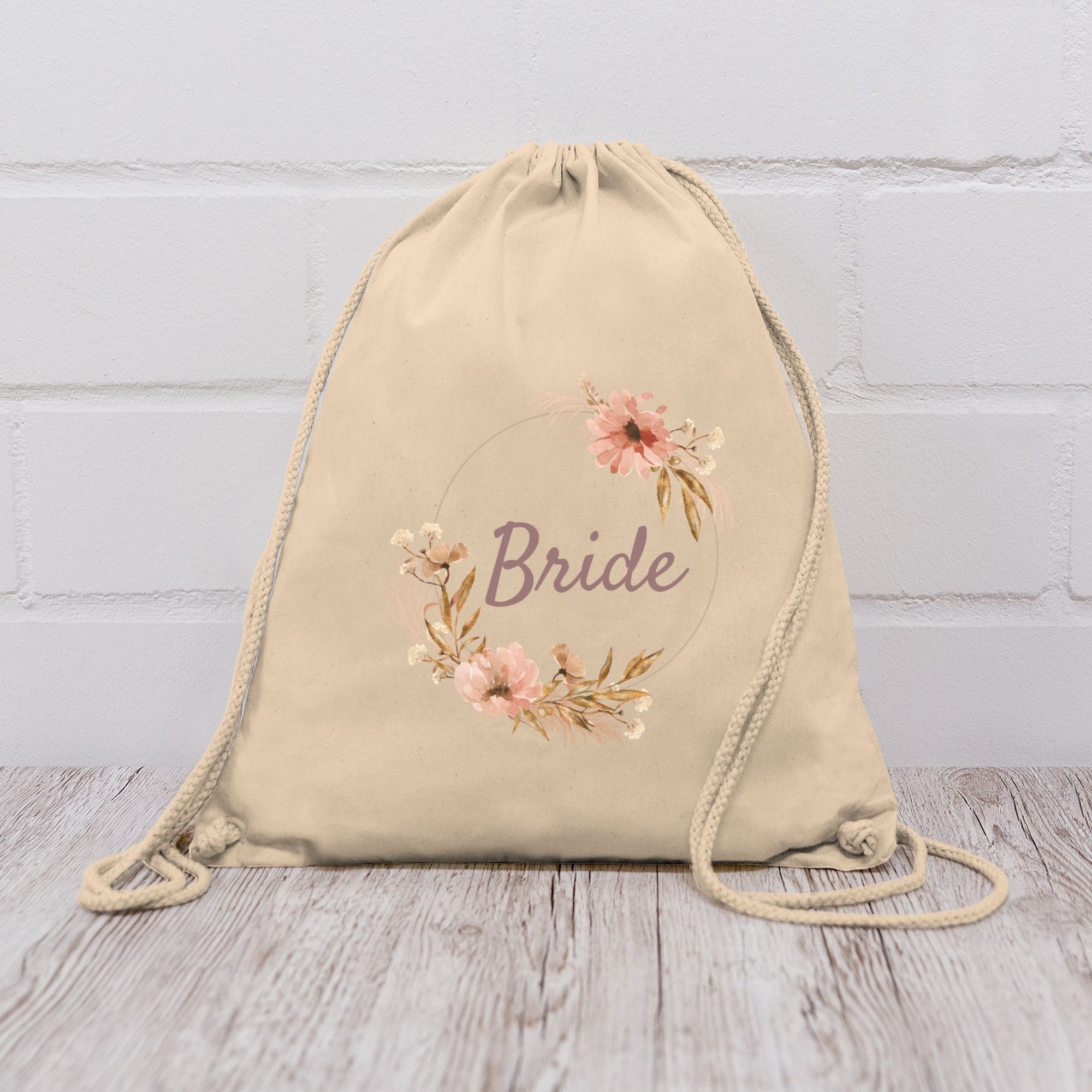Shirtracer Turnbeutel Bride Braut Boho, JGA Junggesellenabschied Frauen