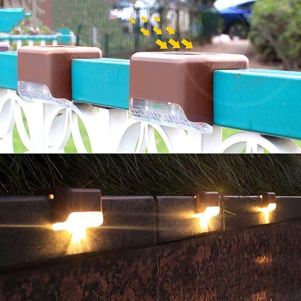 OULENBIYAR LED Solarleuchte Solarlampen für Außen Garten, 4 Stück Solarleuchten Garten Dekoration, LED fest integriert, warmweiß, Wasserdichte LED Solar Wandleuchte Aussen Beleuchtung, für Terrasse Garten Balkon Stufen Treppen Zaun, Farbwechselnde Braun