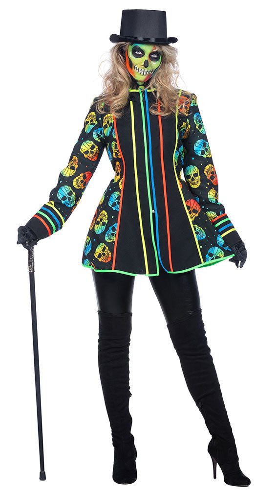 Kostüm La Catrina Tag der Toten Damenkostüm Jacke Neon