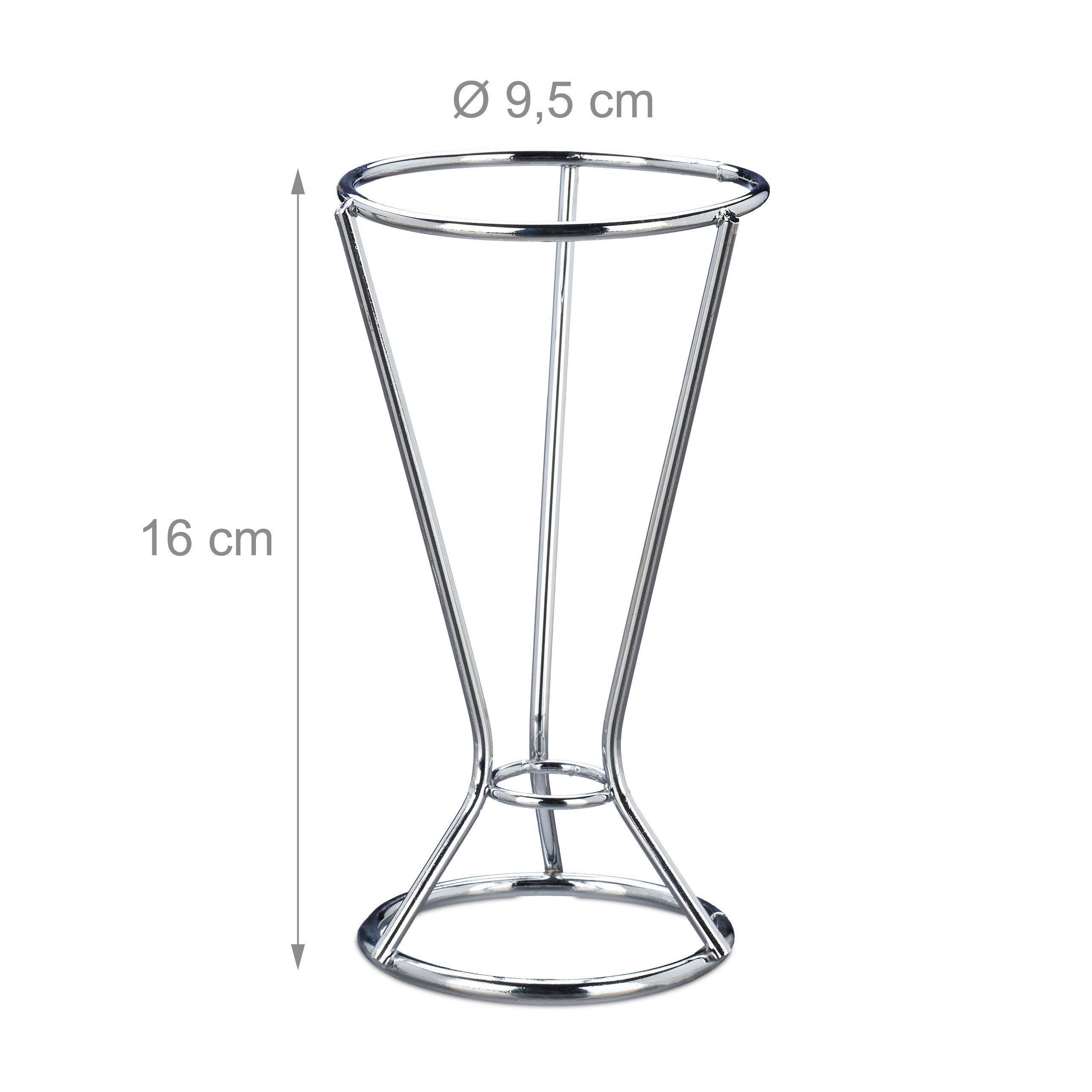 relaxdays Servierständer 20 x Pommeshalter Edelstahl, Edelstahl
