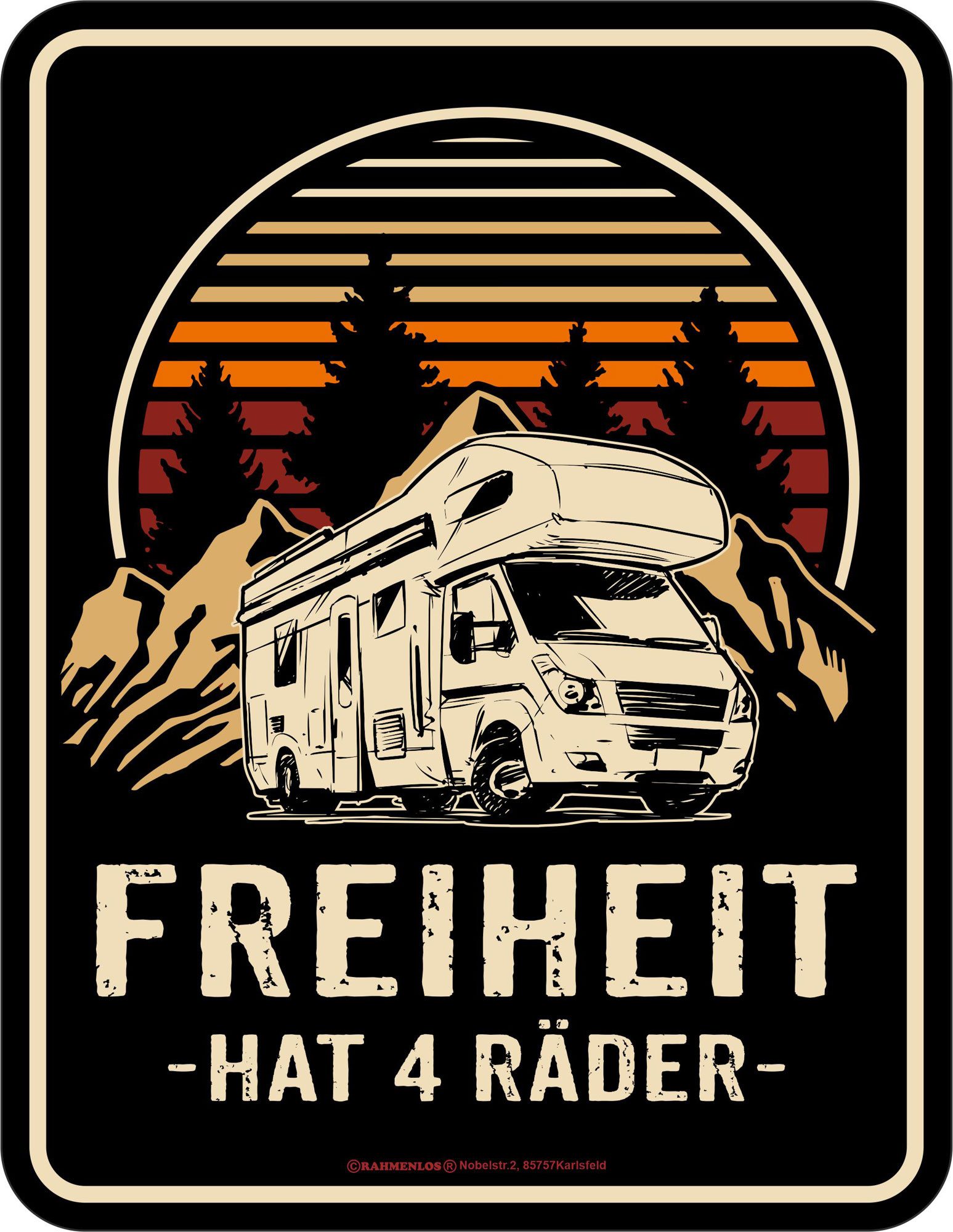 Metallschild Fun - Fun-Schilder - Freiheit hat 4 Räder