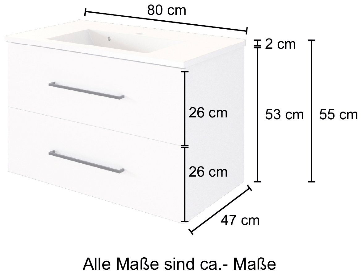 welltime Waschtisch Luena, Breite 80 cm
