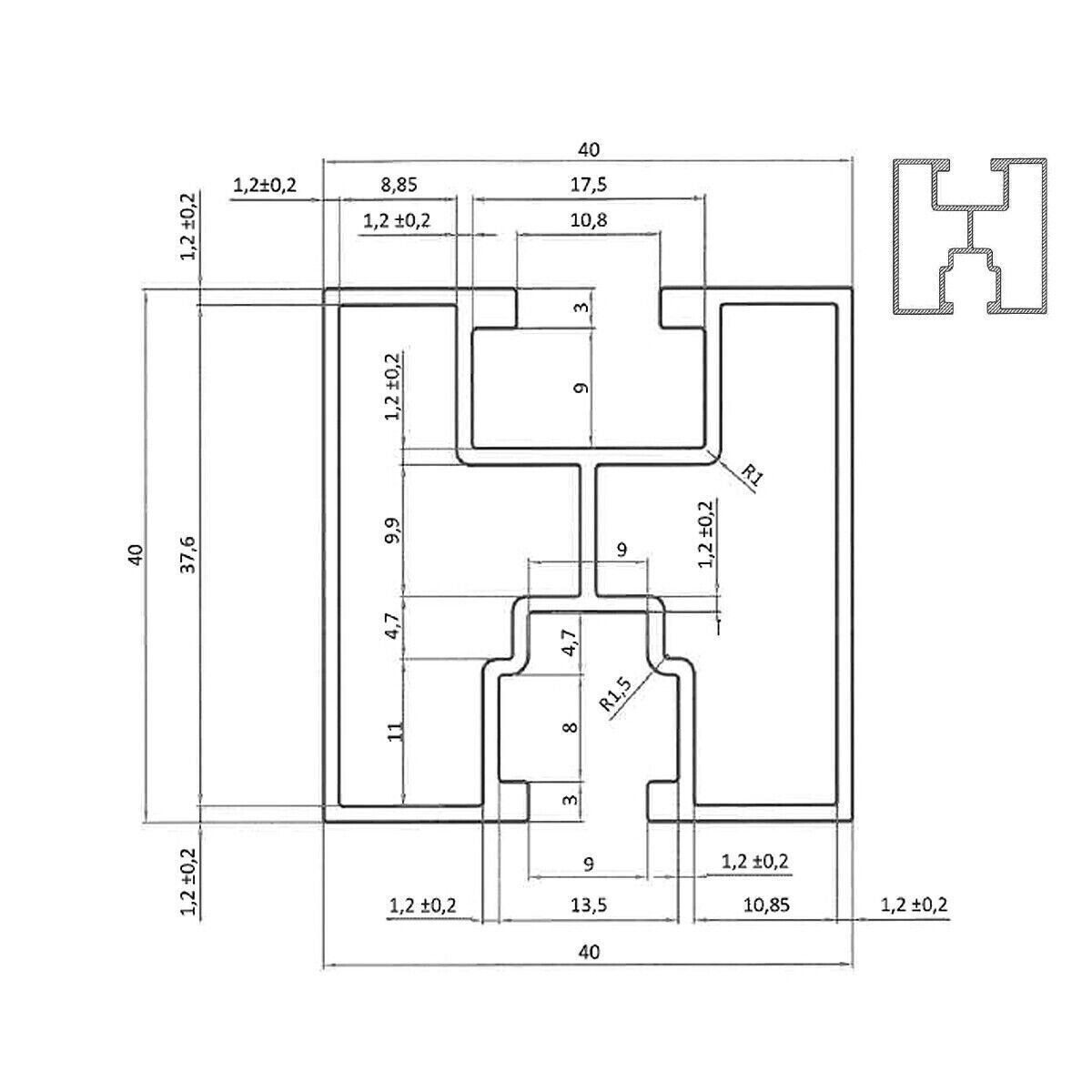 Zenit Energy GmbH Solarmodul-Halterung ALU Solarprofil silber 1000 mm 40x40 BV Nut 8 & Nut 10 Solarschiene, (1-tlg)