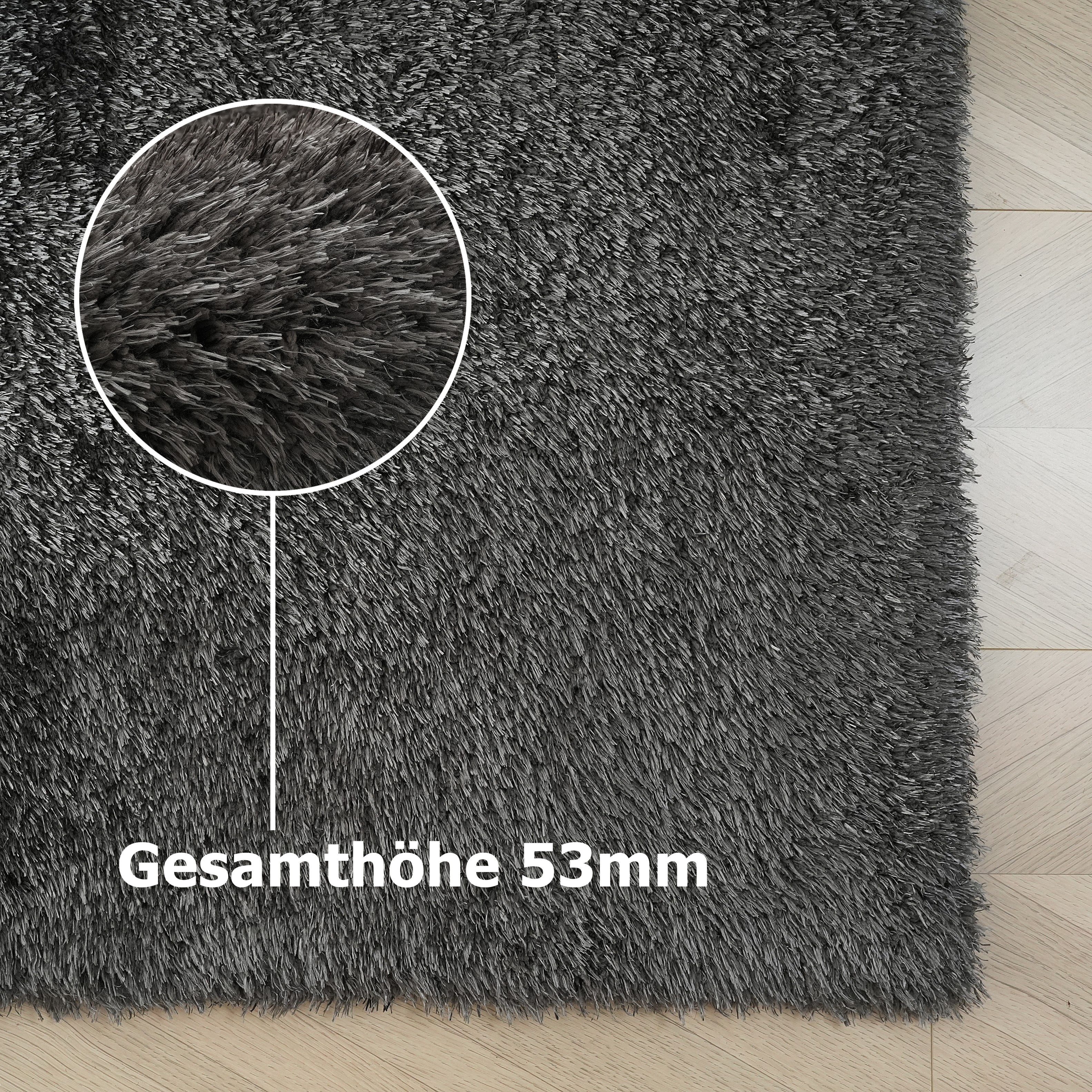 OTTO home Hochflor-Teppich Micro Shaggy, aus weicher Mikrofaser, rechteckig, Höhe: 53 mm, weich, flauschig, Uni-Farben, Wohnzimmer, Schlafzimmer, Kinderzimmer – Bild 5 von 5