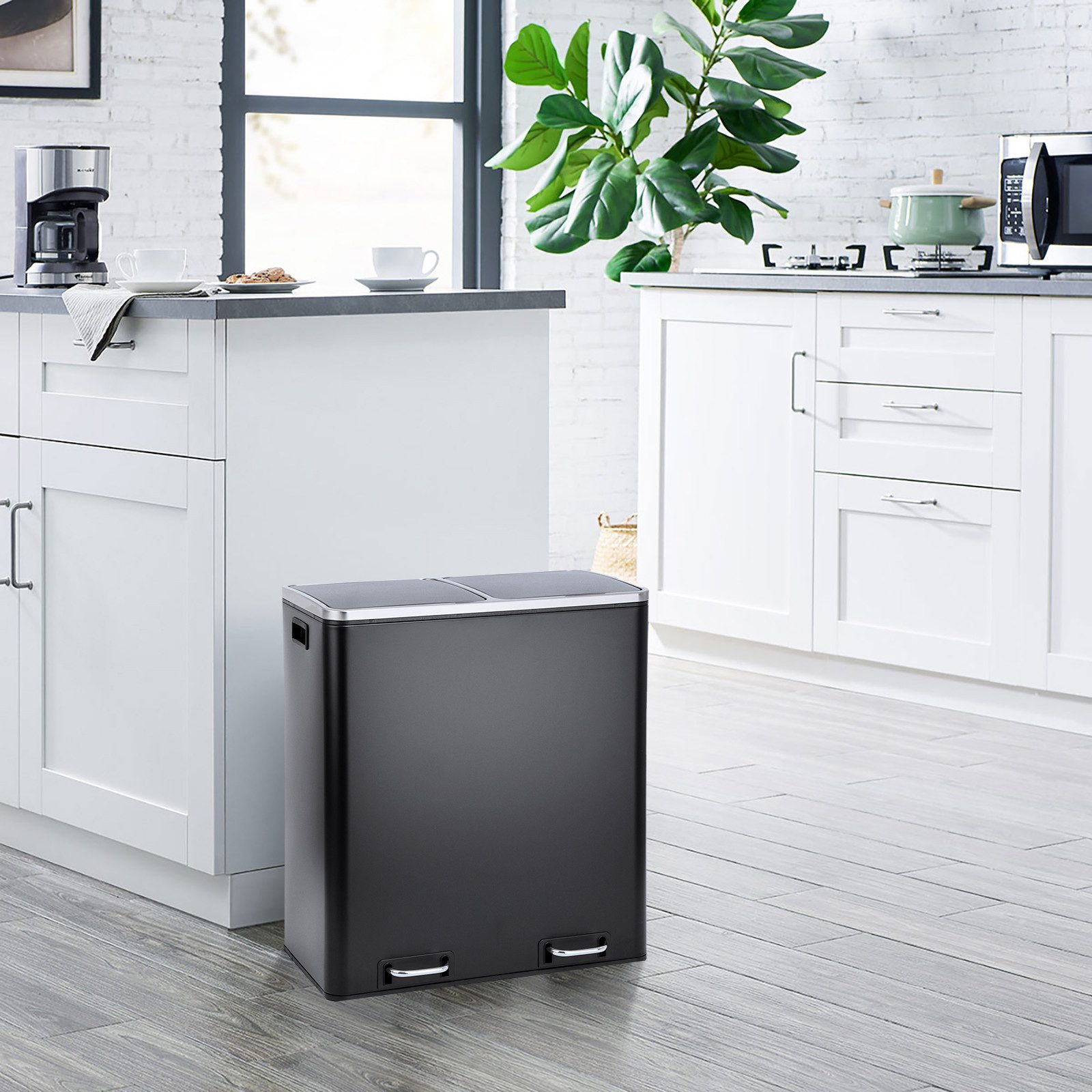 SVITA Mülltrennsystem, Tretmülleimer 2x 30L Schwarz