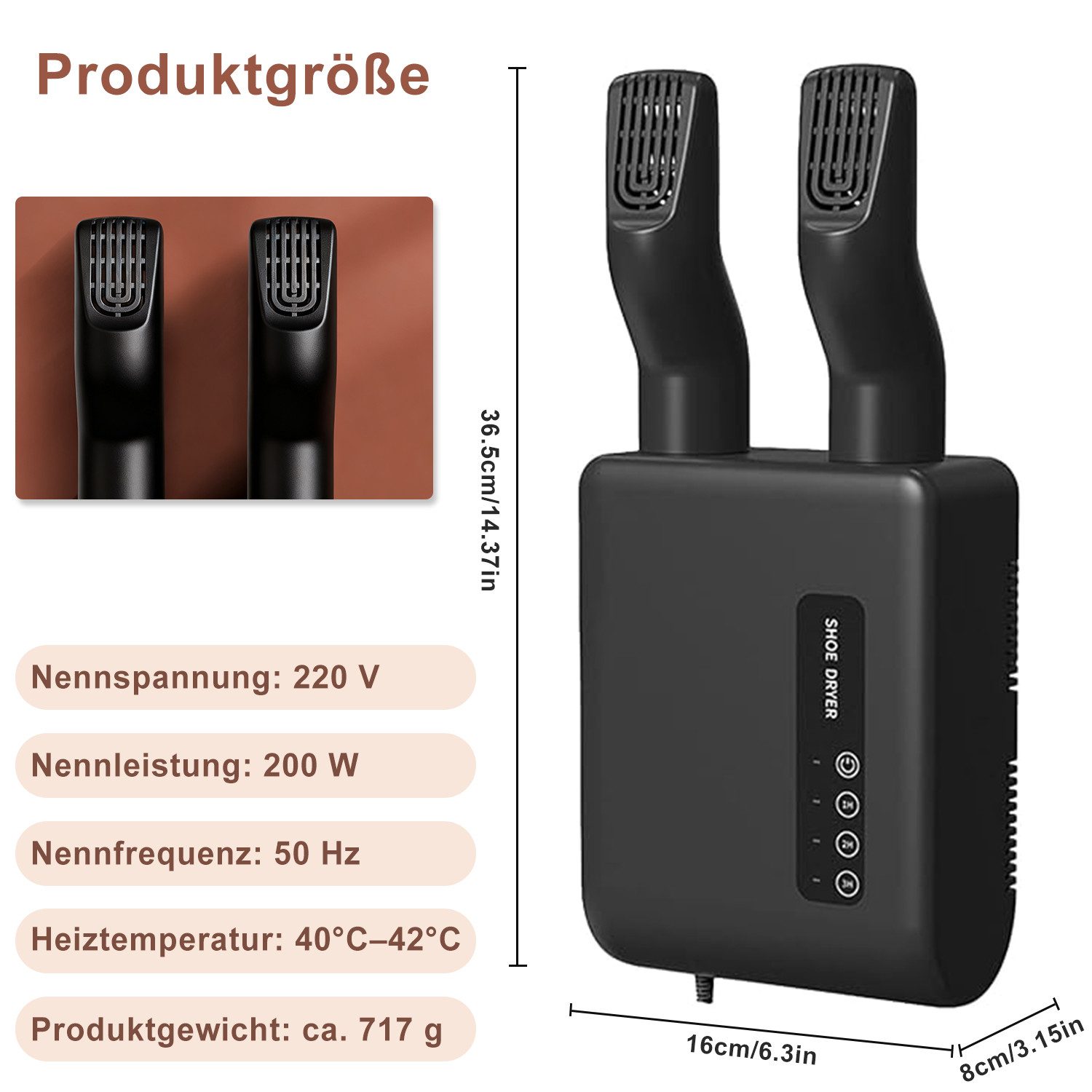 AIMAX Schuhtrockner Elektrisch Schuhtrockner Wandmontage Schuhheizung Stiefel Schuhwärmer, Zur hilft Gerüche, Bakterien zu bekämpfen, für Handschuhe Socken – Bild 2 von 5