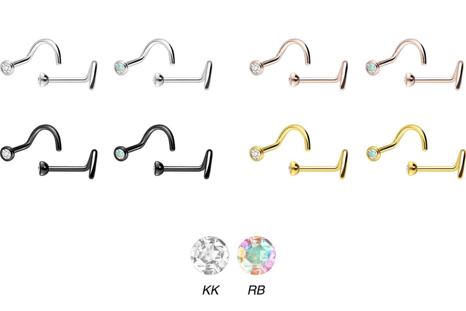PIERCINGLINE Nasenpiercing Chirurgenstahl Nasenstecker Spirale KRISTALL (Na günstig online kaufen