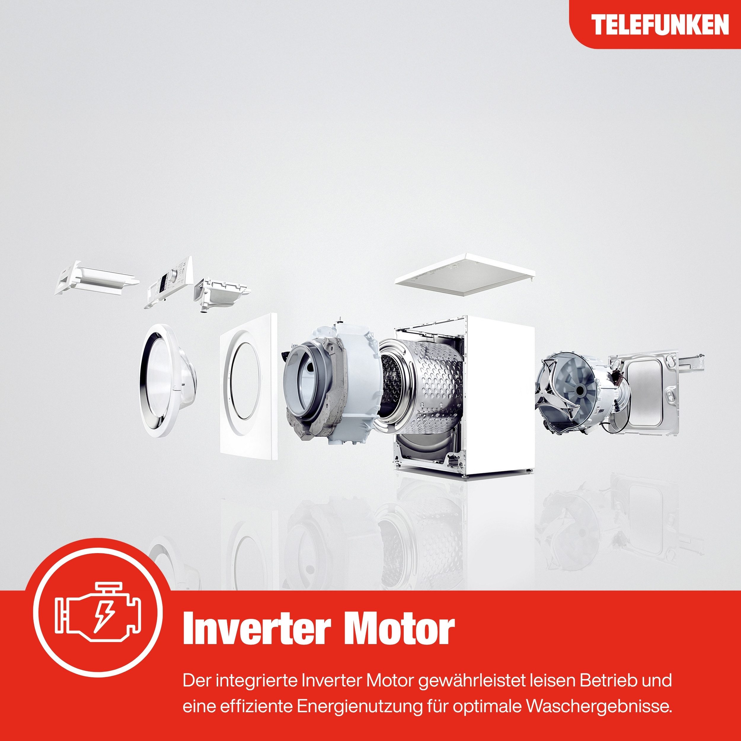 Telefunken Waschmaschine W1014AS1W, 10 kg, 1400 U/min, Frontlader, Inverter Motor, AquaStop, 10kg, Dampffunktion, EEK A, weiß – Bild 5 von 5