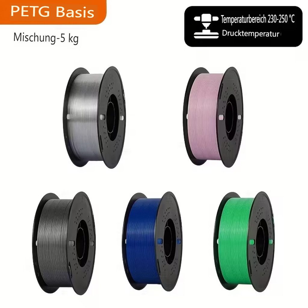 KINGROON Filament 3D Drucker PETG Filament 1,75mm 5KG Set 5 Farben, Hohe Maßgenauigkeit & Zähigkeit 3D-Druckmaterialien