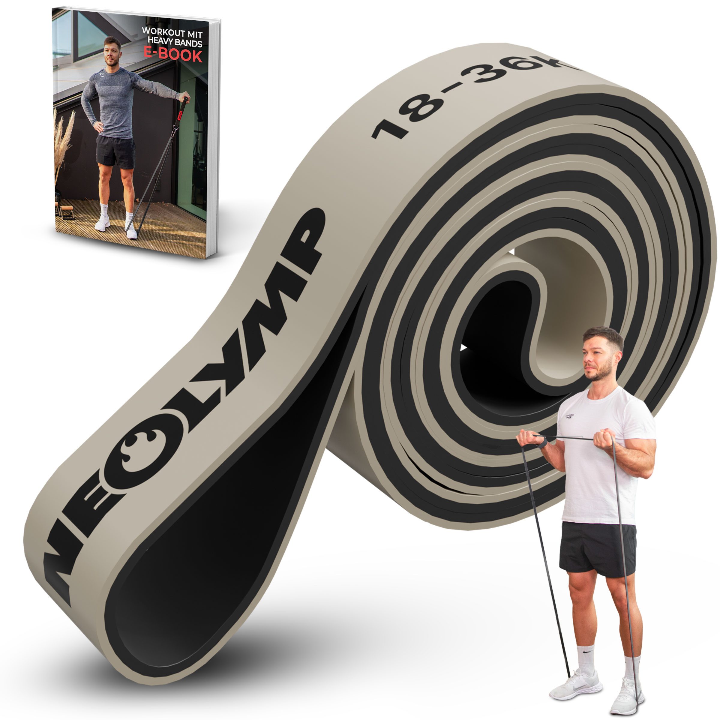NEOLYMP Trainingsbänder Resistance Bands - Gym Zubehör für Ganzkörpertraining - Klimmzug Band, Kein Spannungsverlust,Hygienisch, Mehrschichtig, Naturlatex, Belastbar