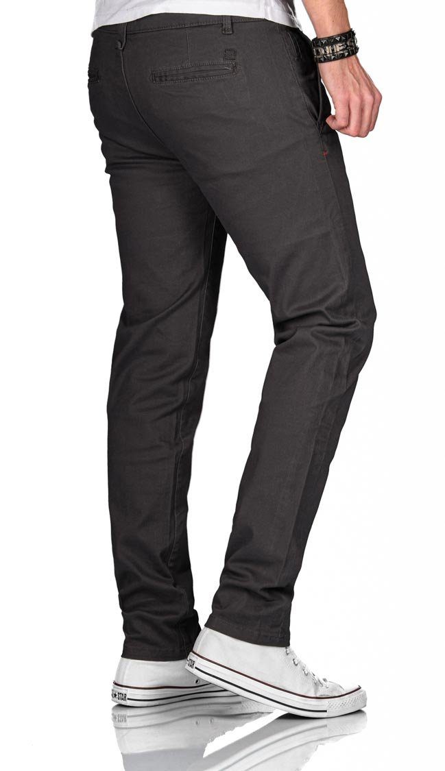 Maurelio Modriano Straight-Jeans Maurelio Modriano Herren Designer Chino Hose Schwarz MM-002 mit Stretchanteil