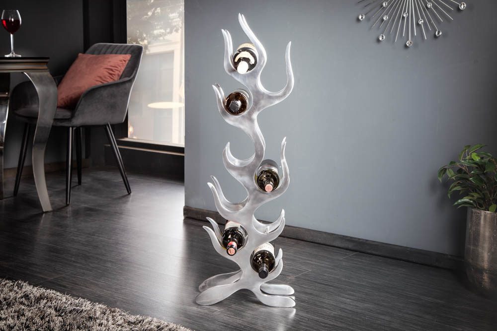 riess-ambiente Weinregal FLAME 93cm silber, Metall · Flaschenregal · Modern Design · für 9 Flaschen