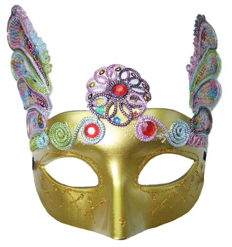 Das Kostümland Verkleidungsmaske Augenmaske Florenz mit bunten Pailletten Gold