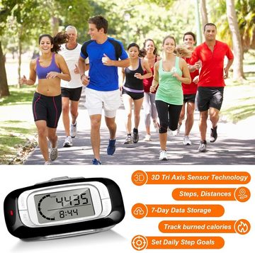 BlingBin Schrittzähler Clip Einfache Pedometer Fitness Tracker Bedienung Testsieger (1 Set, mit Armband), Multifunktionaler Fitness Schrittzähler