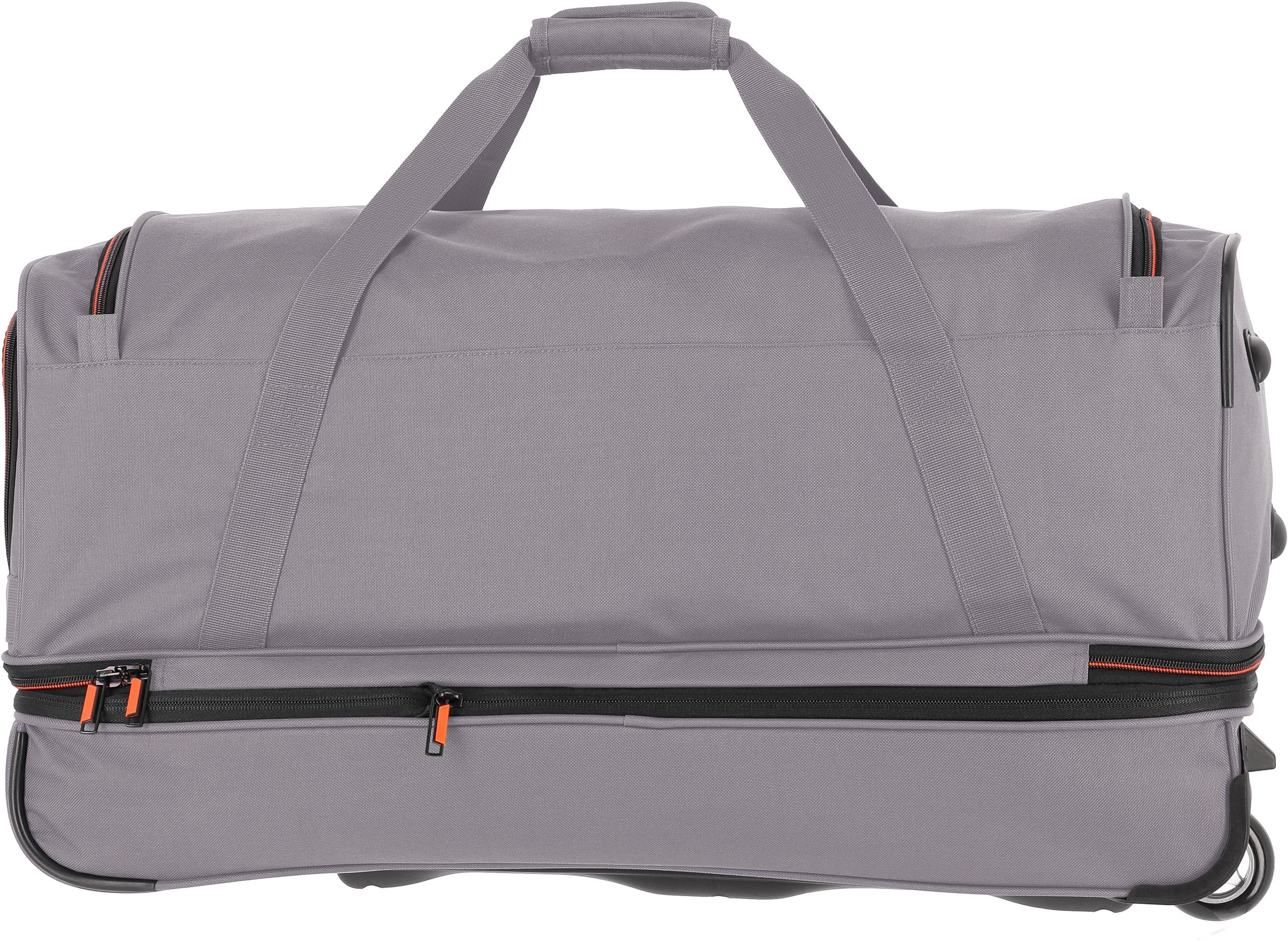 travelite Reisetasche Basics, 70 cm, und Volumenerweiterung mit Trolleyfunktion grau/orange