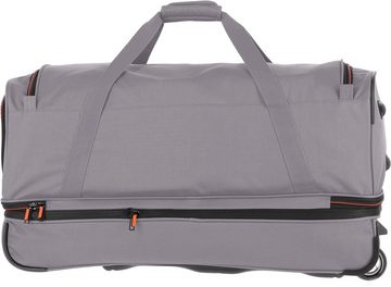 travelite Reisetasche Basics, 70 cm, grau/orange, Duffle Bag Sporttasche mit Trolleyfunktion und Volumenerweiterung