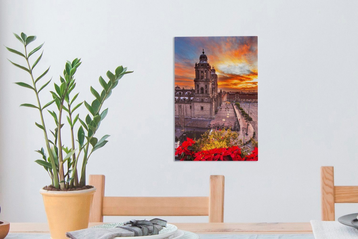 Mexiko-Stadt, Leinwandbild Bild bespannt (1 fertig cm Buntes Himmels inkl. St), Zackenaufhänger, über 20x30 des OneMillionCanvasses® Gemälde, Leinwandbild