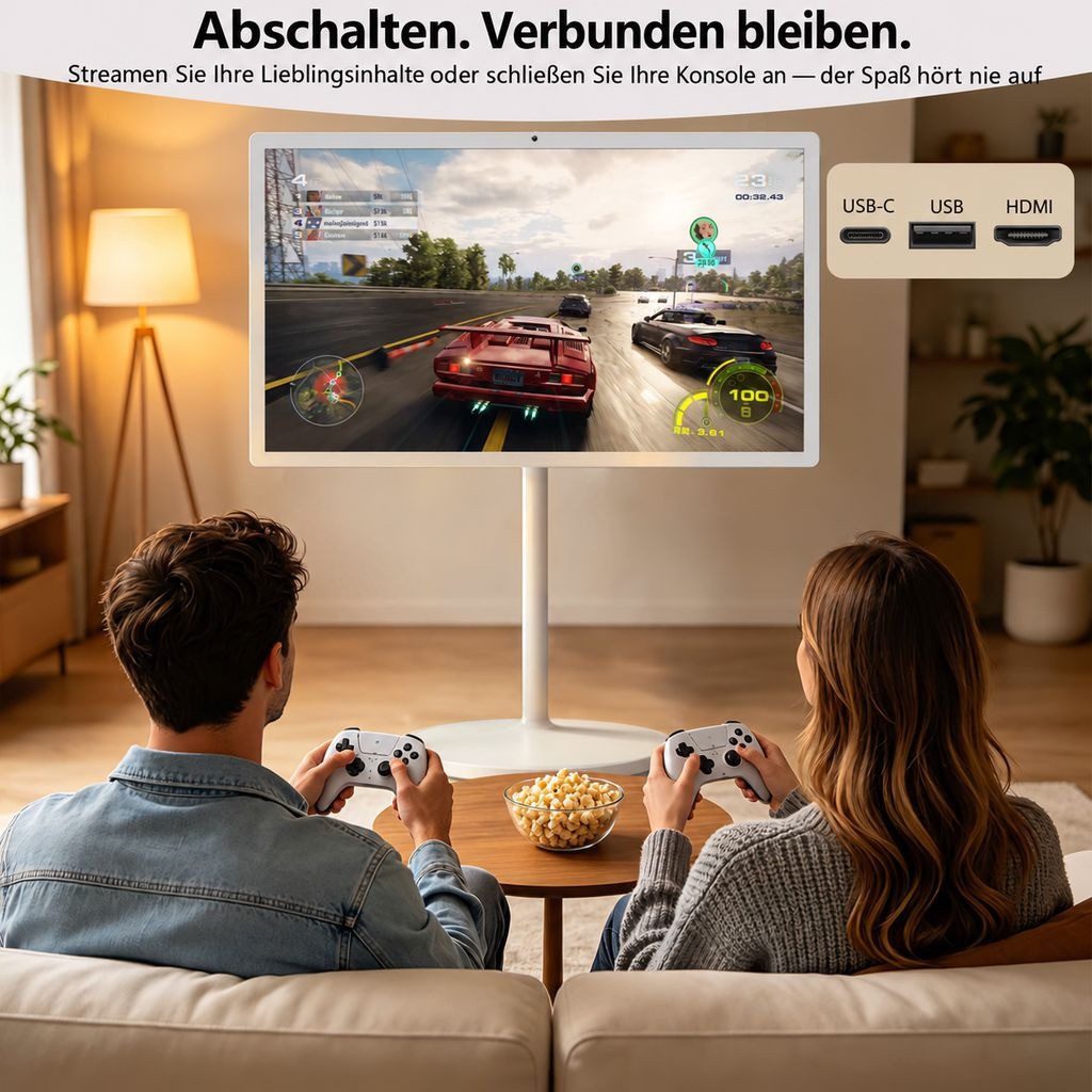 BBG C20P LED-Fernseher (32 Zoll, 1920 × 1080 Pixel, FHD, Mobiler Smart Screen 32 Zoll (31,5), Touchscreen, Android 15, 8.000-mAh-Akku, 360°-Lenkrollen, FHD, Air – Bild 4 von 5