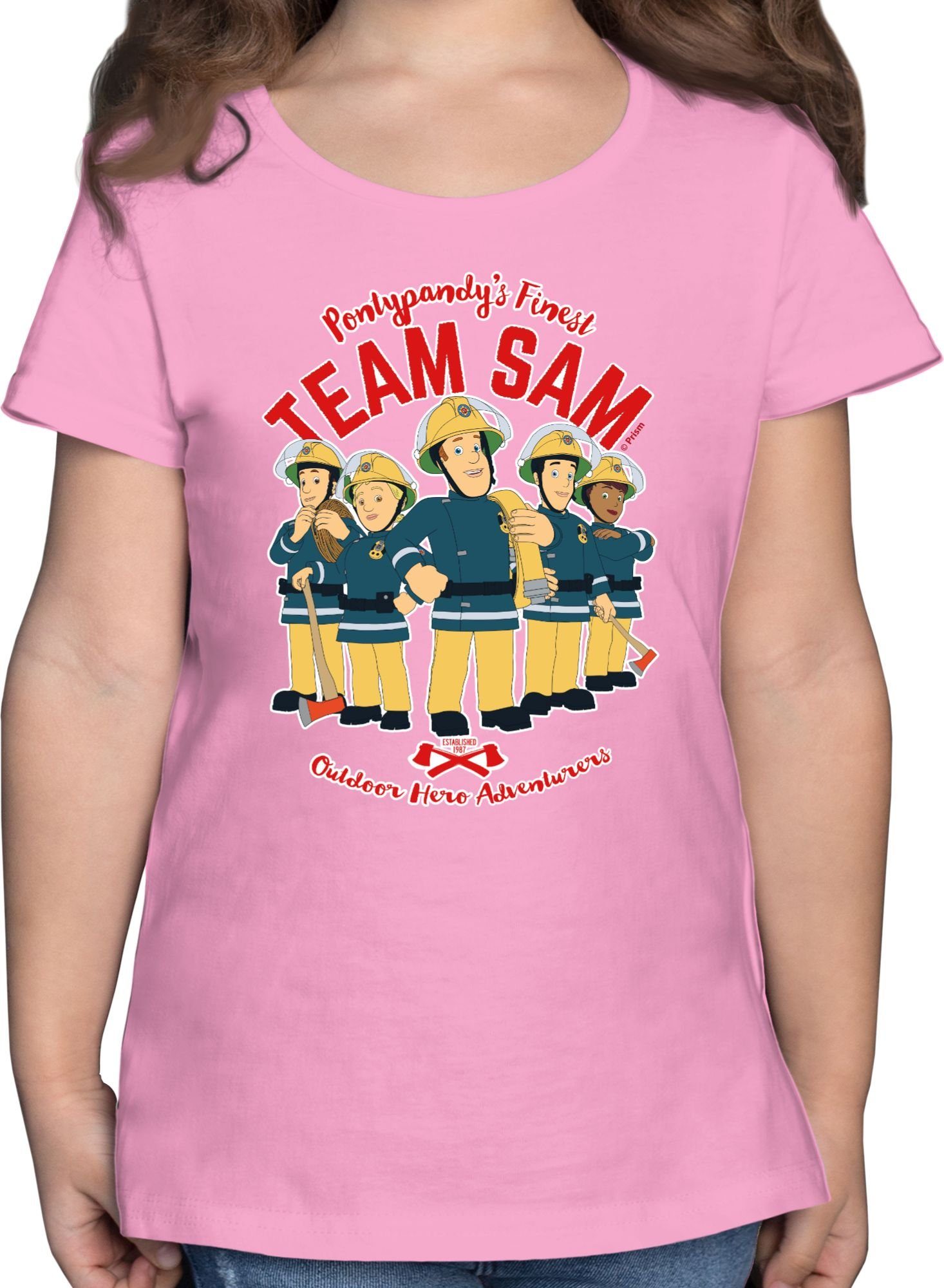 Shirtracer T-Shirt Team Sam Feuerwehrmann Sam Mädchen 1 Rosa