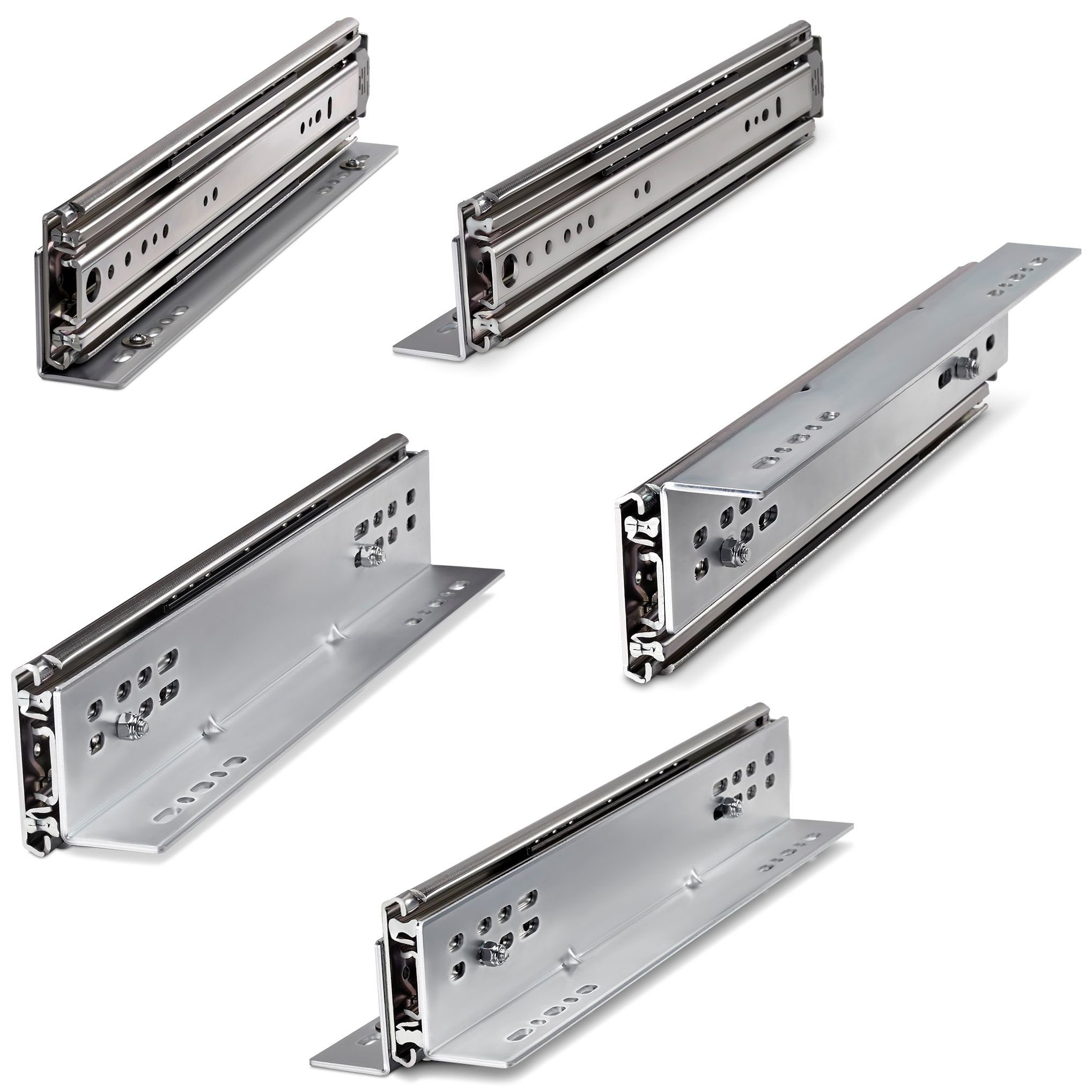 SO-TECH® Möbelbeschlag Montagewinkel für Schwerlastauszüge KV1-250-H76-Lxxx-NF/-LC (2 St), Silber verzinkt Länge 305 mm für Boden- u. Plattformmontage