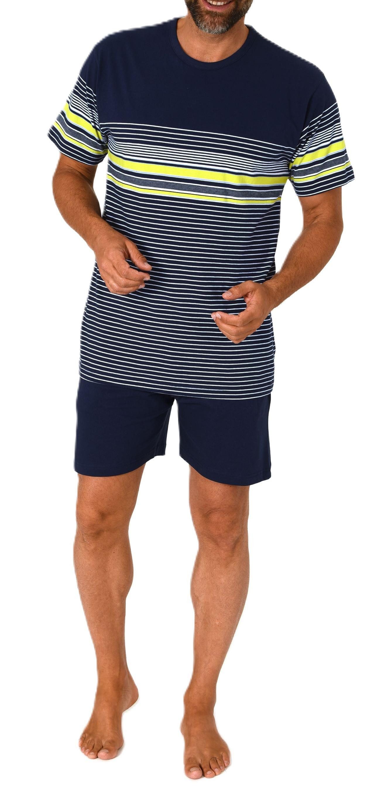 Pyjama Normann Herren kurzarm Schlafanzug Shorty in eleganter Streifenoptik