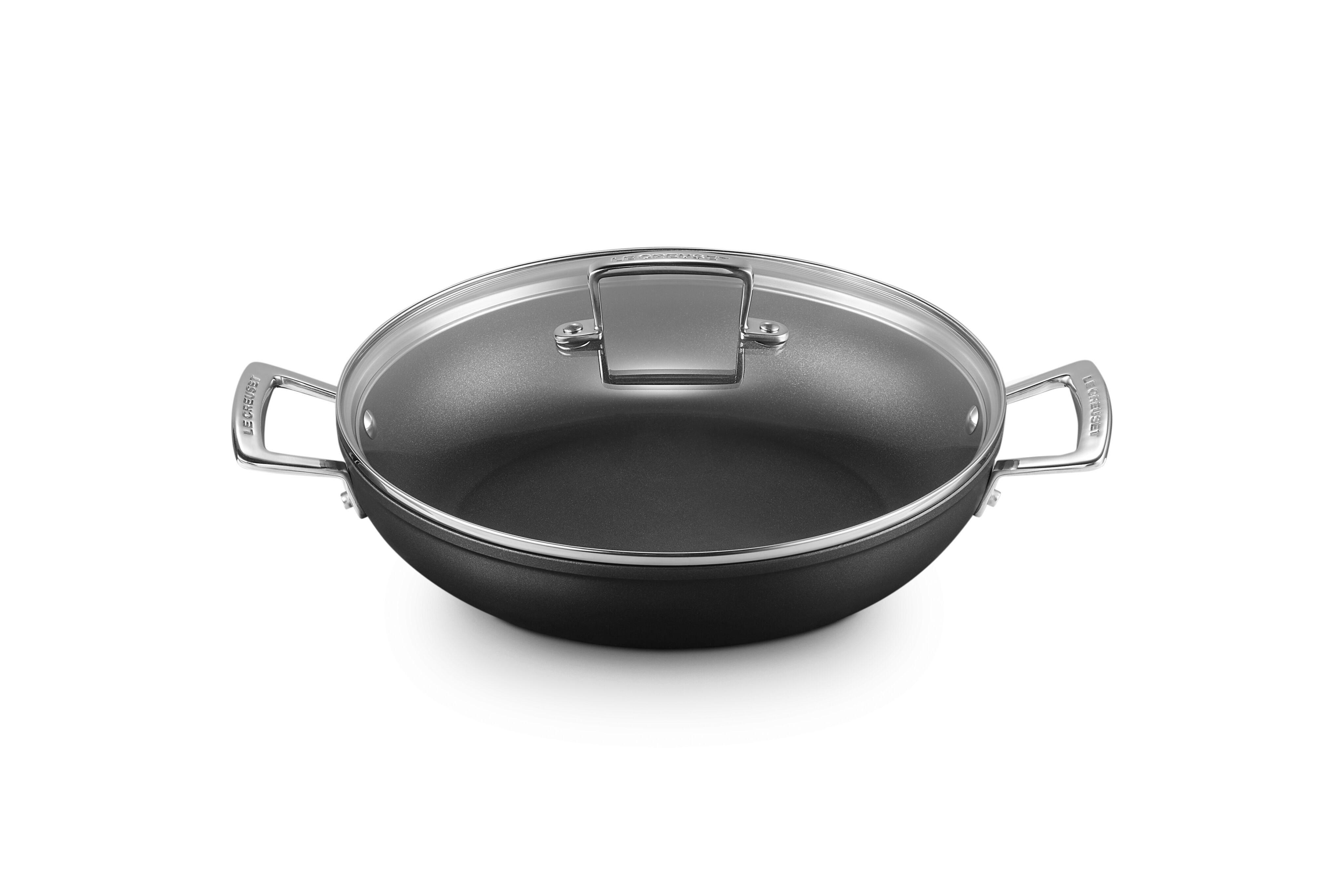 LE CREUSET Bratpfanne Aluminium-Antihaft Profipfanne mit Deckel, Aluminium, Ø 28 cm, Anthrazit/Silber, 51107280010502