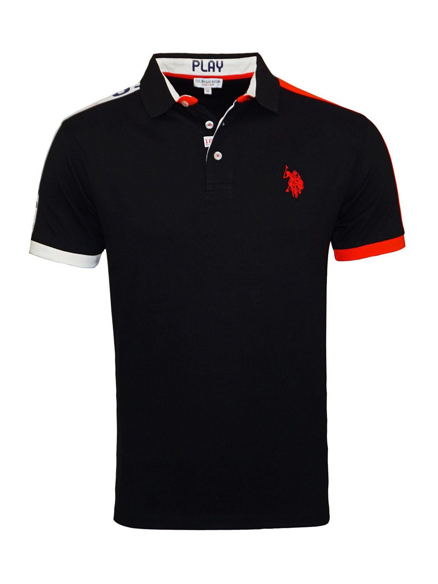 Shirt U.S. Polohemd (1-tlg) Play Assn Polo Poloshirt Poloshirt schwarz USA