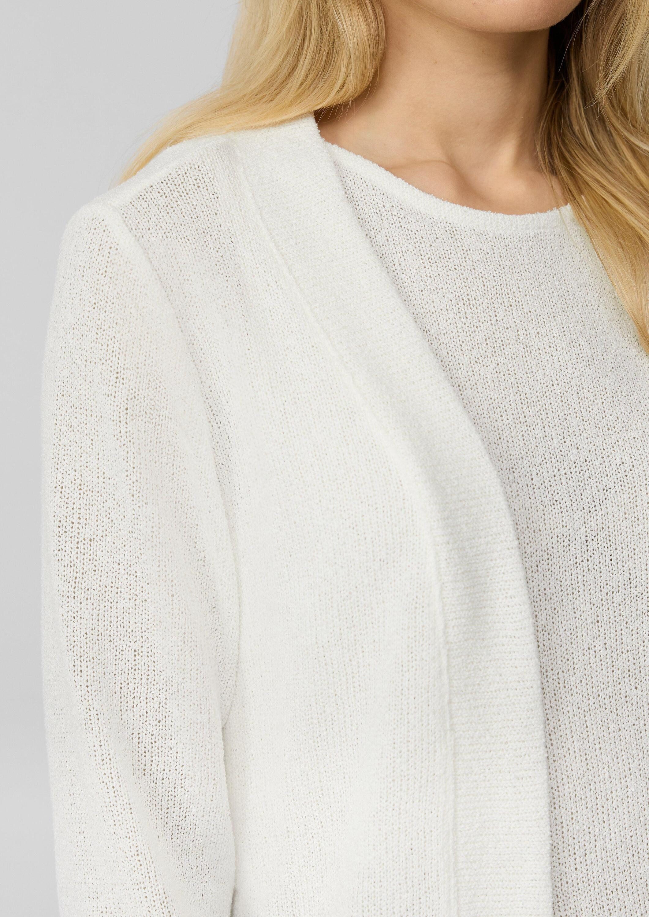 s.Oliver Cardigan Indoor-Jacke Cardigan aus Bouclégarn mit 3/4-Ärmeln