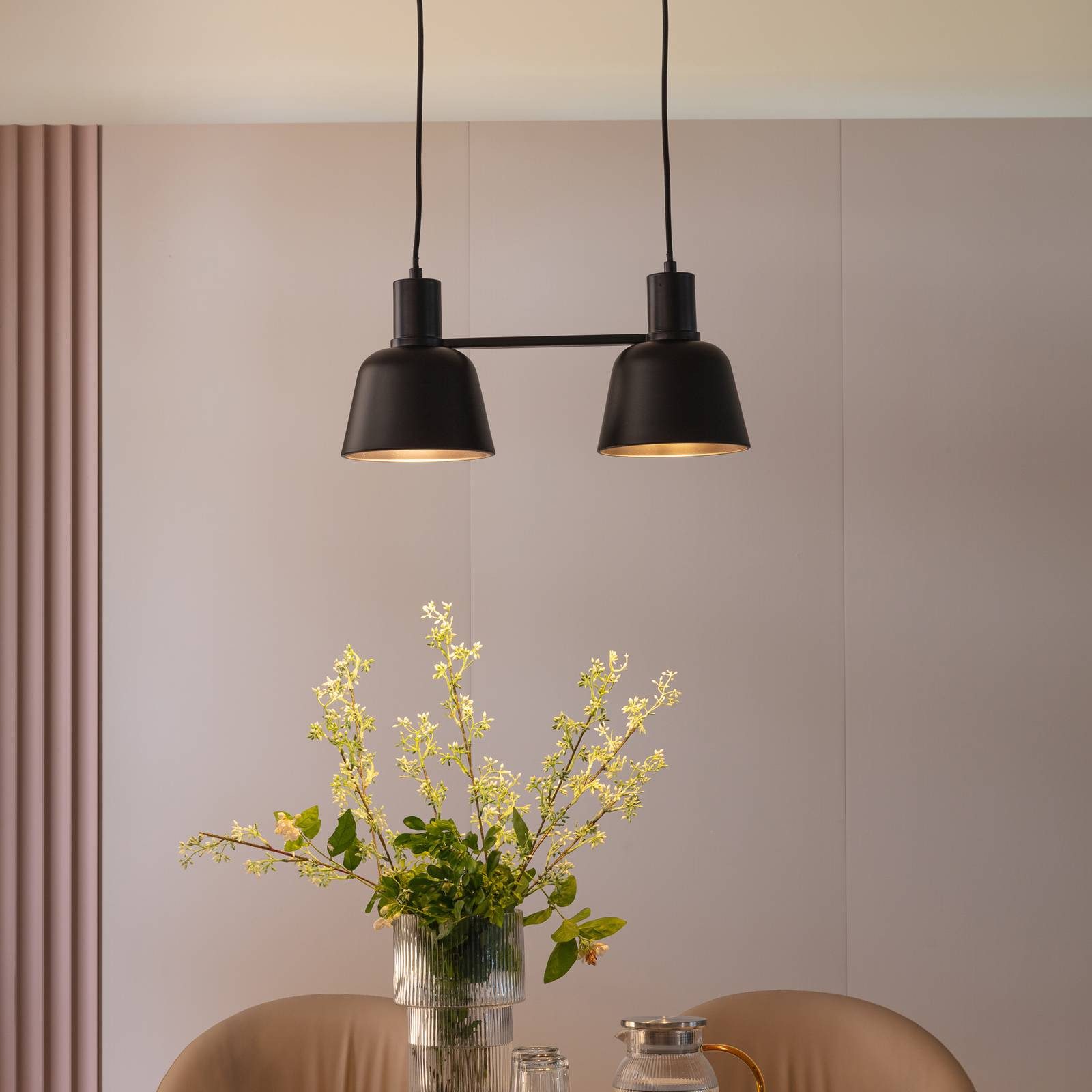 Lucande Hängeleuchte Servan, Metall, Schwarz IP20, 2 x 15 W LED