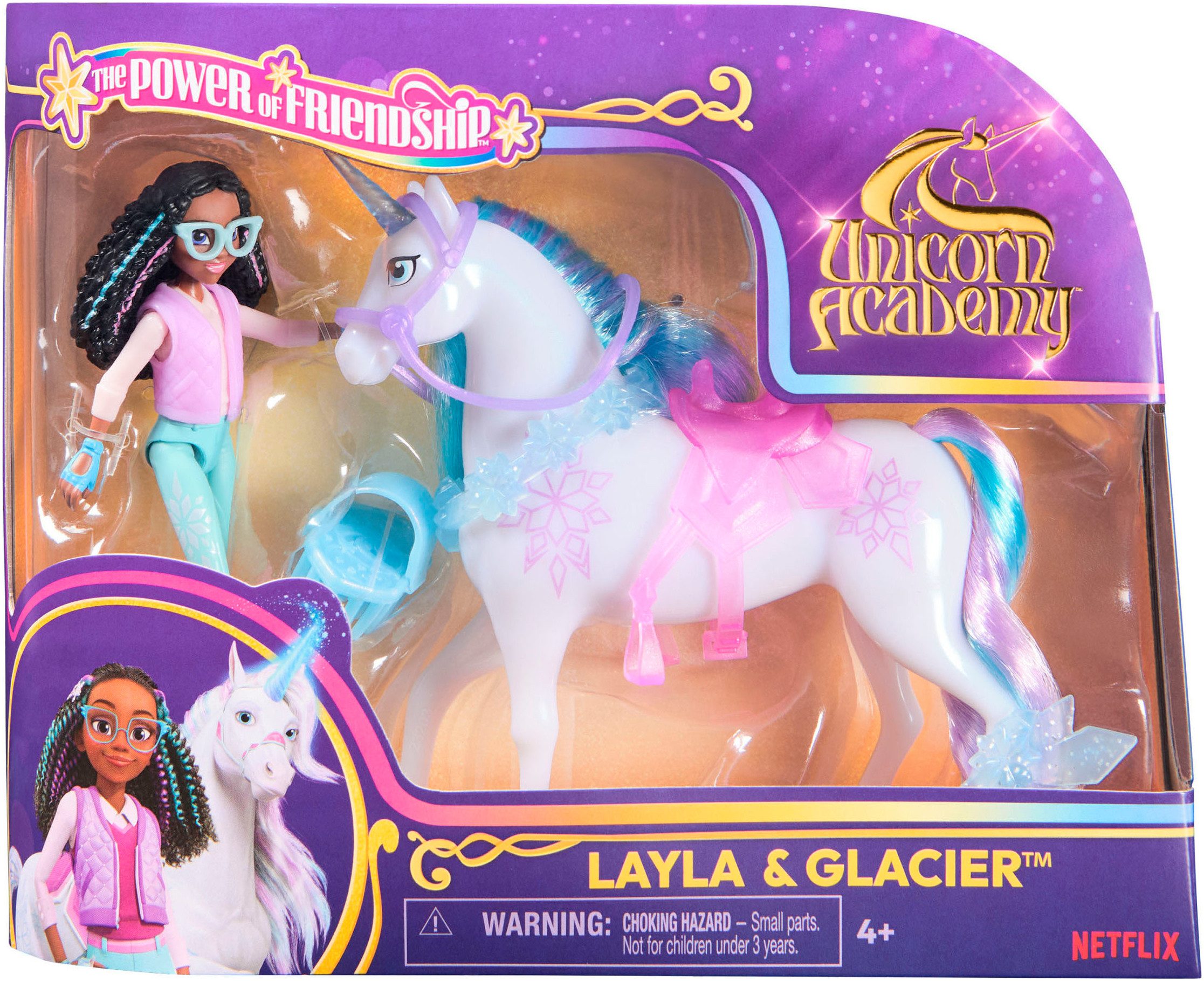 Spin Master Anziehpuppe Unicorn Academy - Layla & Einhorn Glacier, mit echter Mähne