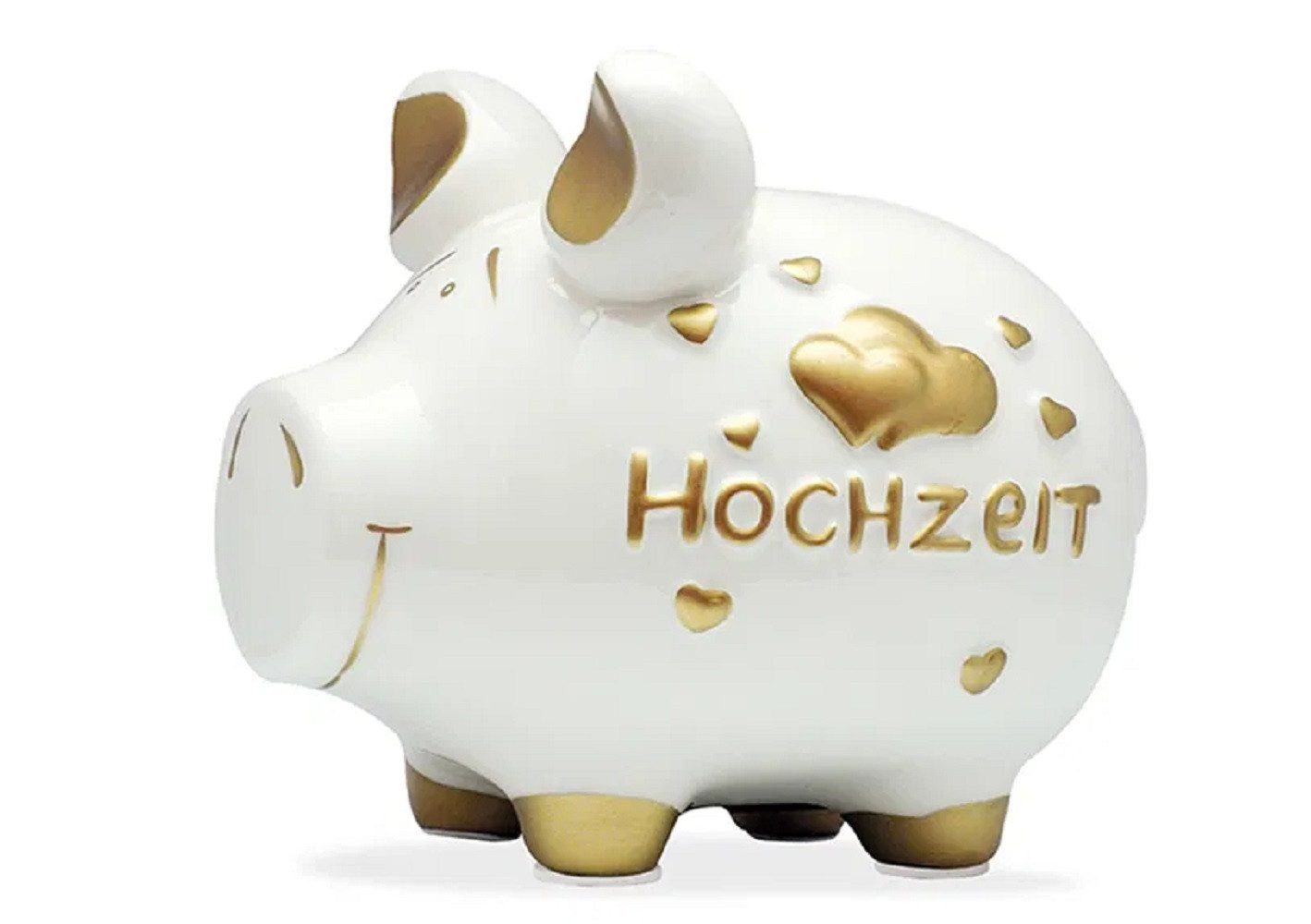 Wurm Spardose Sparschwein 'Hochzeit' weiß gold (B/H/T) 17x15x15cm mittel