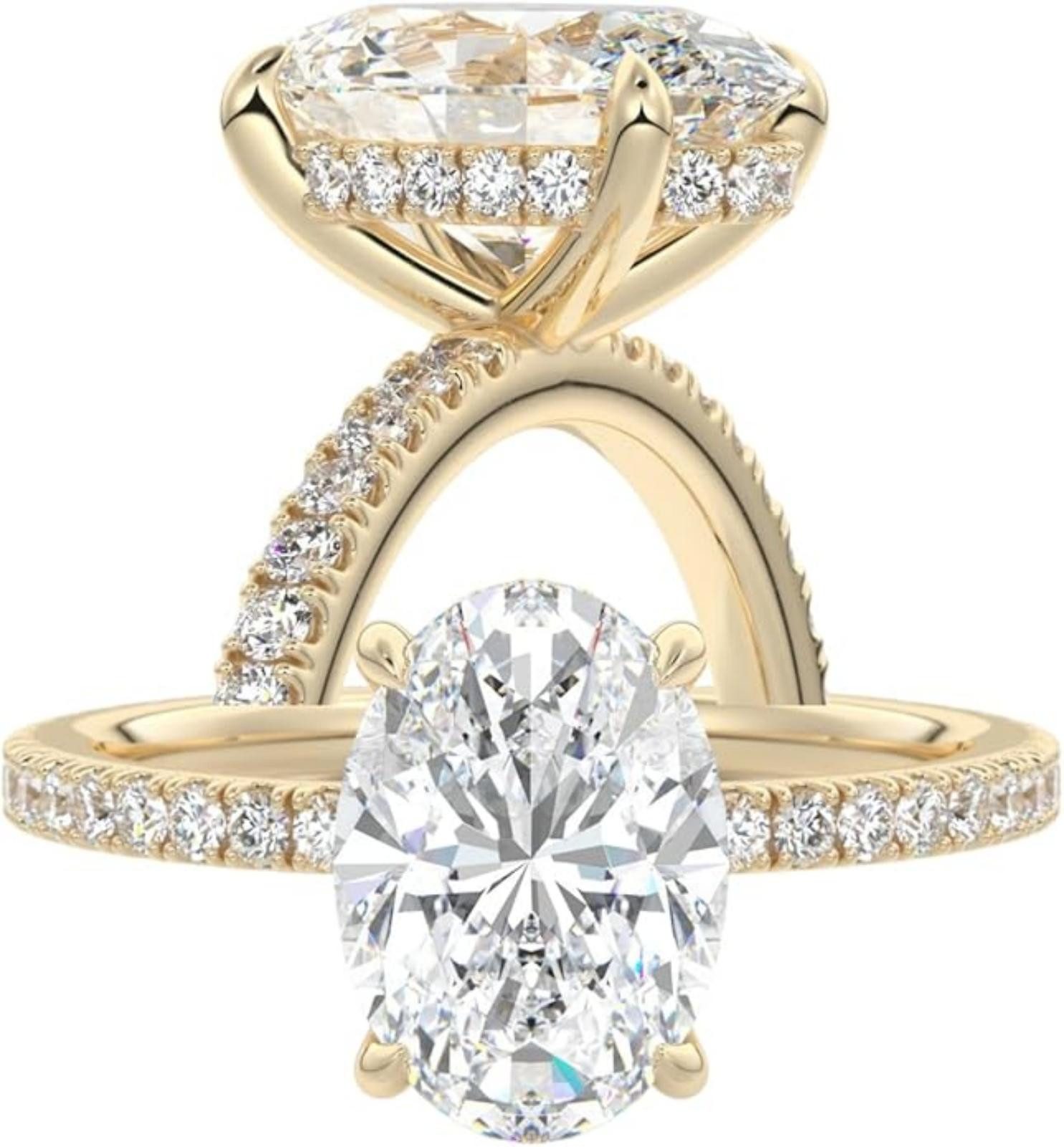 Jumpeak Diamantring Diamantring mit 1ct/2ct/3 ct, Damenring aus 585er Gold, Verlobungsring, Eheringe für Damen, Damenring aus Gold, Geburtstagsgeschenk, IGI