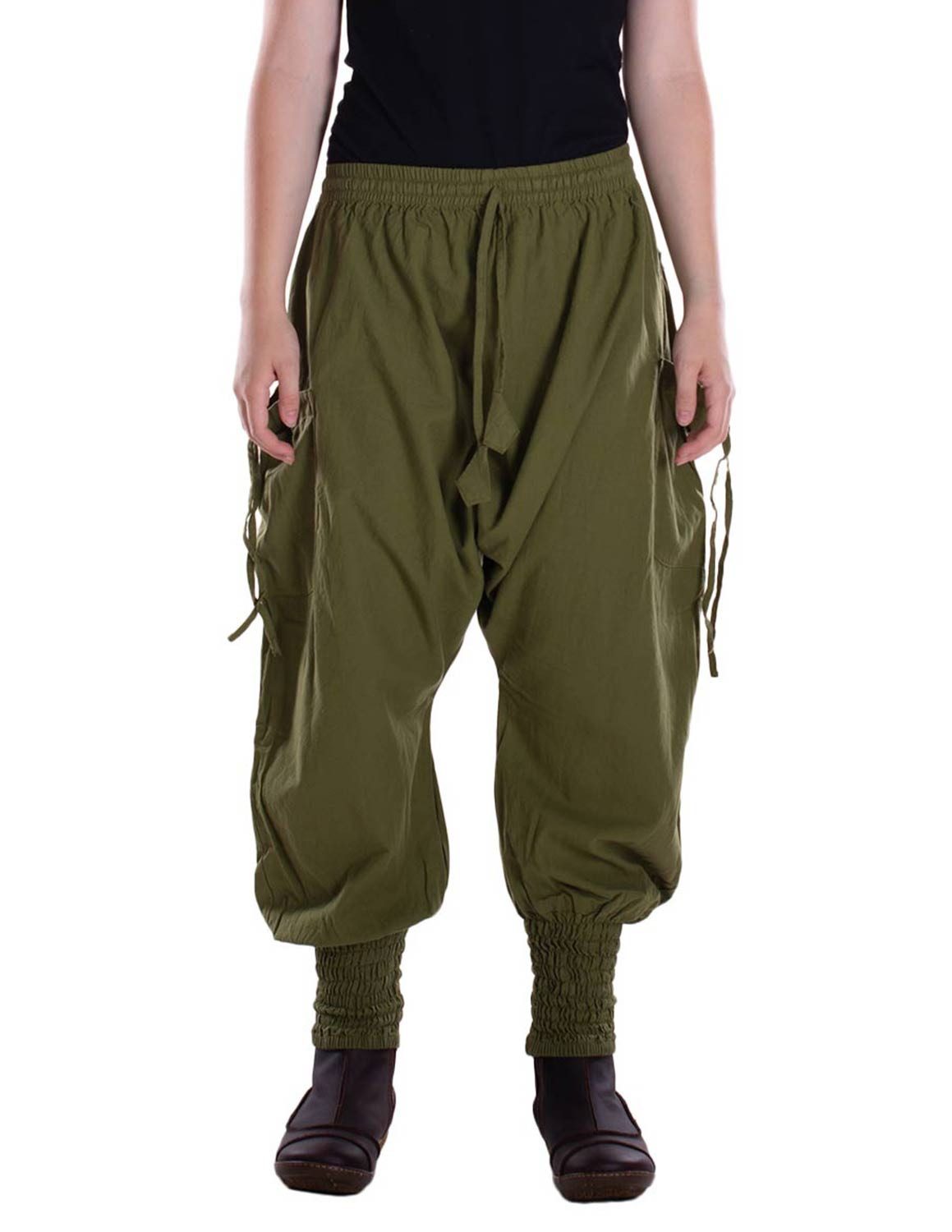 Haremshose Hose aus Baumwolle mit Gummibund und seitlichen Taschen