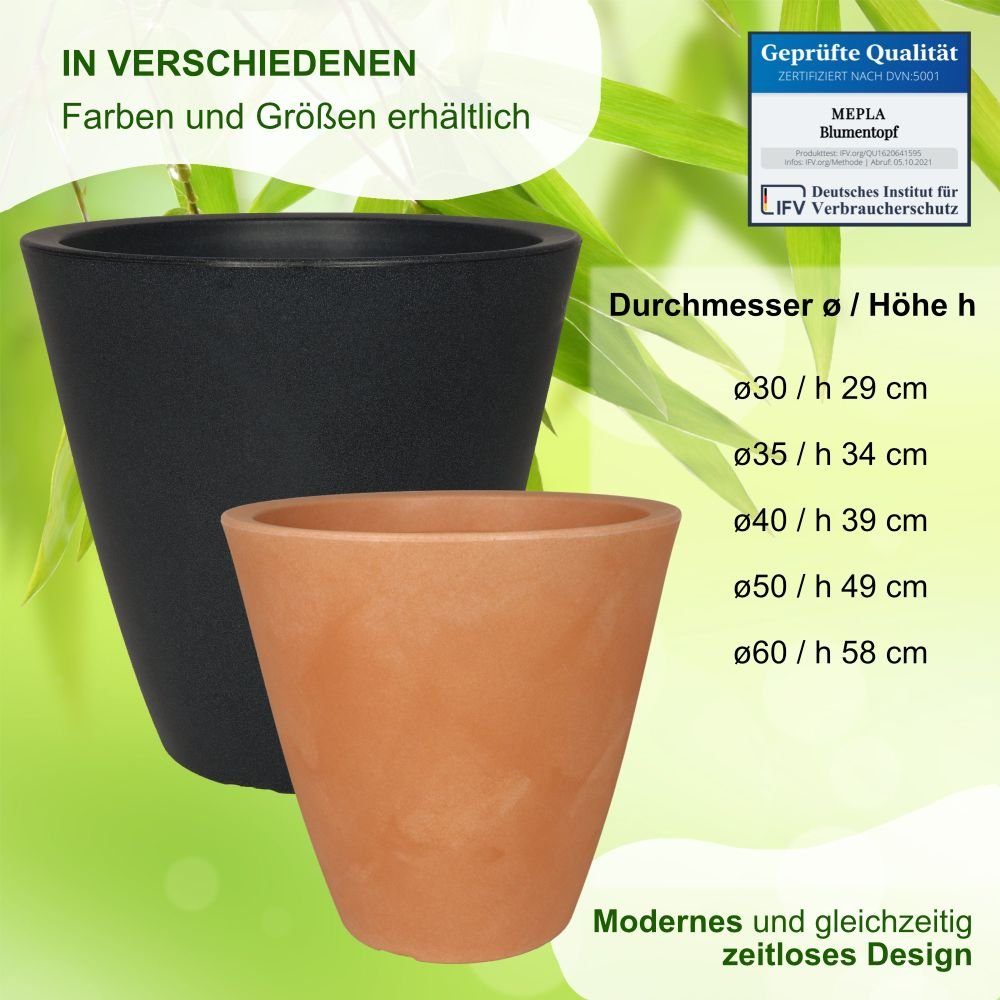 Heimwerkercenter Blumentopf MePla Blumentopf Orvieto ø30 / H29cm Anthrazit, frostfester Kunstoff