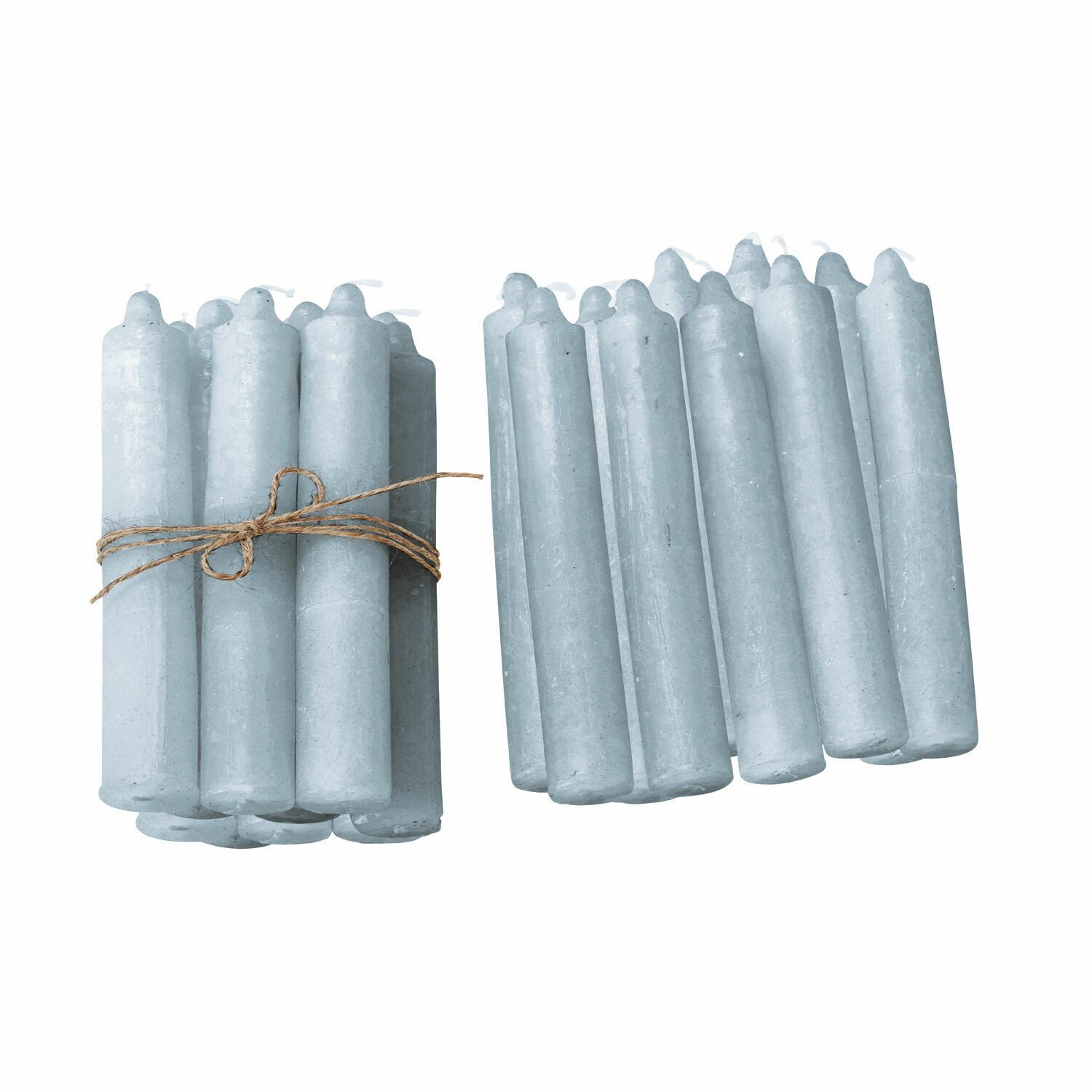 Mirabeau Stumpenkerze Kerze 20er Set Noufa graublau (20er Set, 20er Set), none