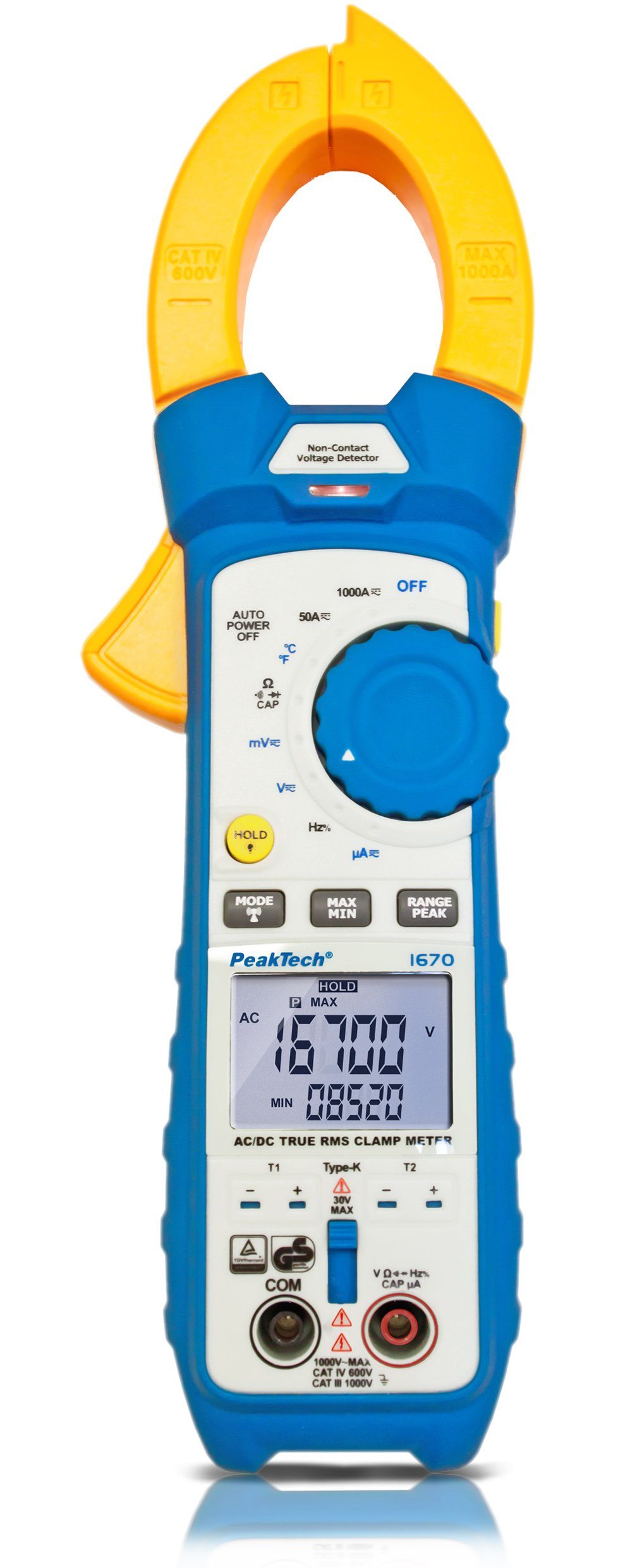 Stromzangenamperemeter 1-tlg. Bluetooth, ~ AC/DC Strommessgerät 1670: 1000 A PeakTech mit PeakTech
