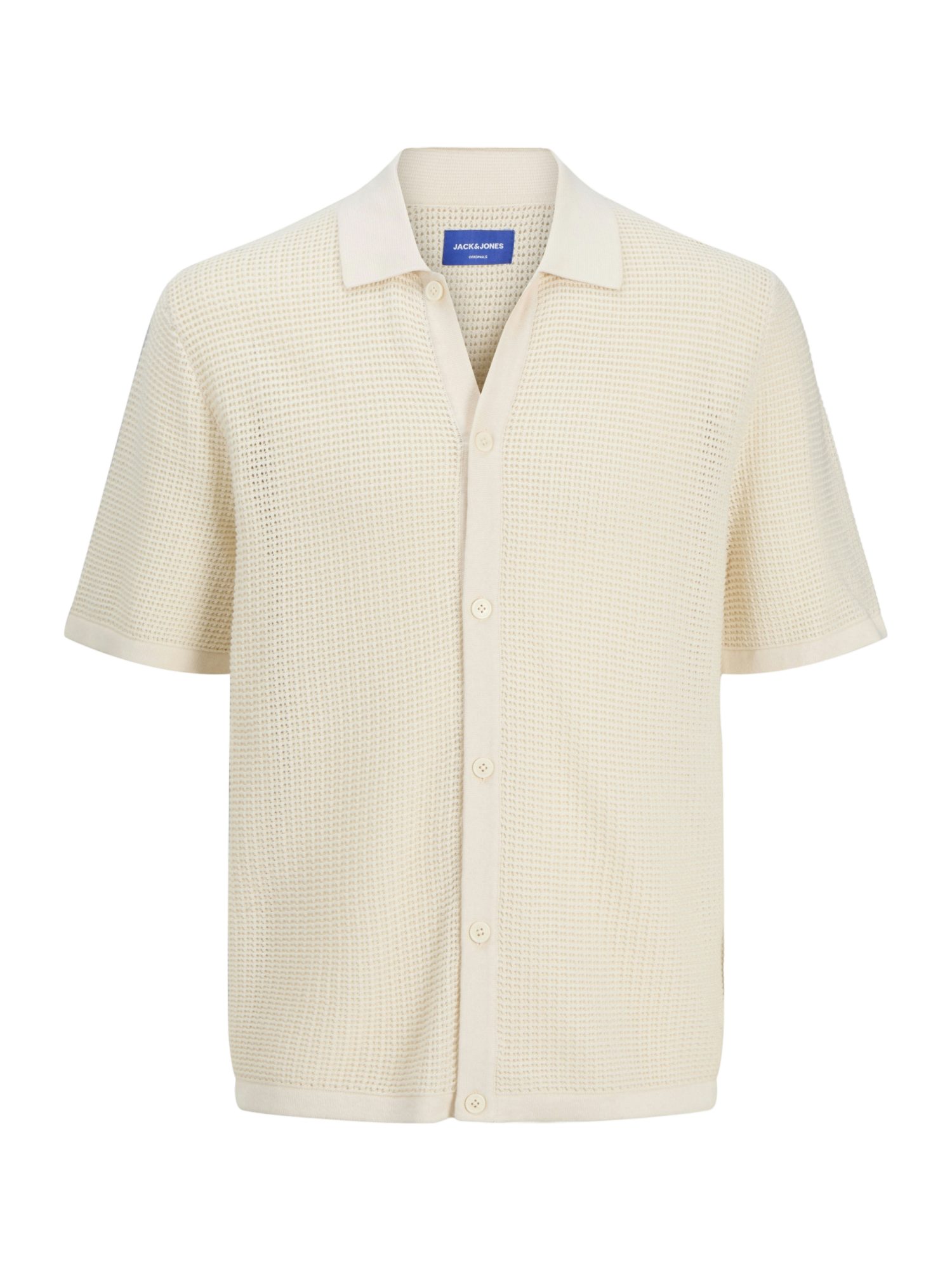 Jack & Jones Strickjacke 2025 MAIN #2 natur,Freizeit,Baumwolle,Unifarben,Polokragen,Kurz,Comfort Fit