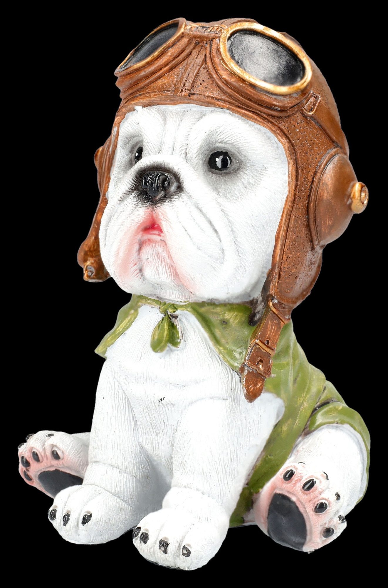 Figuren Shop GmbH Tierfigur Bulldogge Figur – Hunde Pilot Dekofigur Statue Sammlerfigur 15 cm