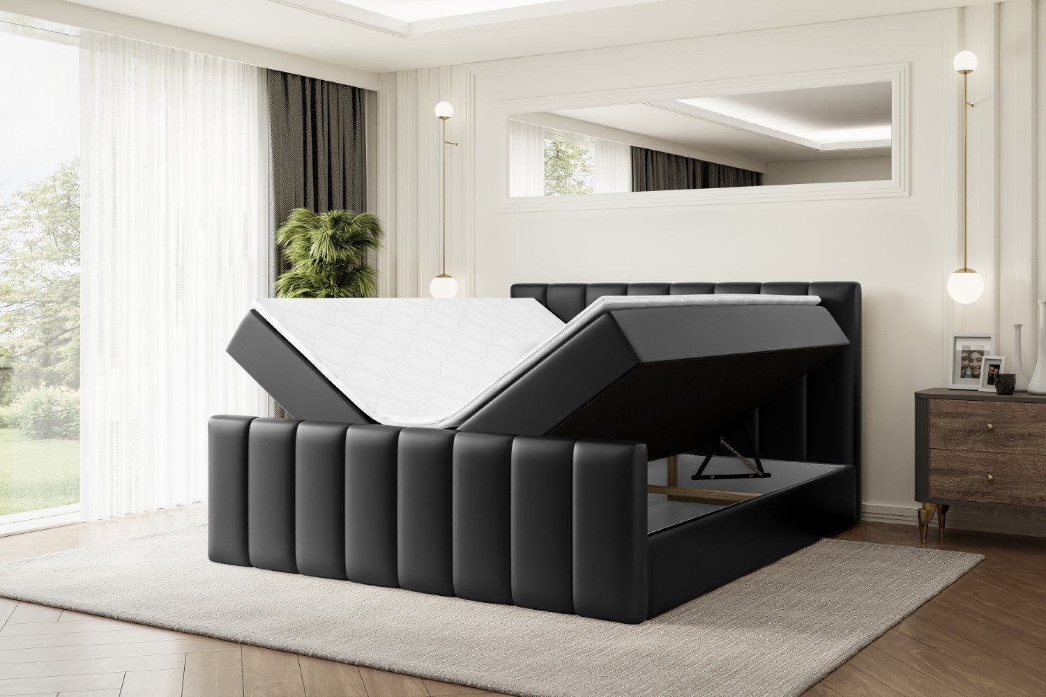 ALTDECOR Boxbett OTTA-Z (Multipocket-Matratze H4, H3 Matratze Bonellfederung, Topper, Kopfteil), Doppelbett mit Fußteil